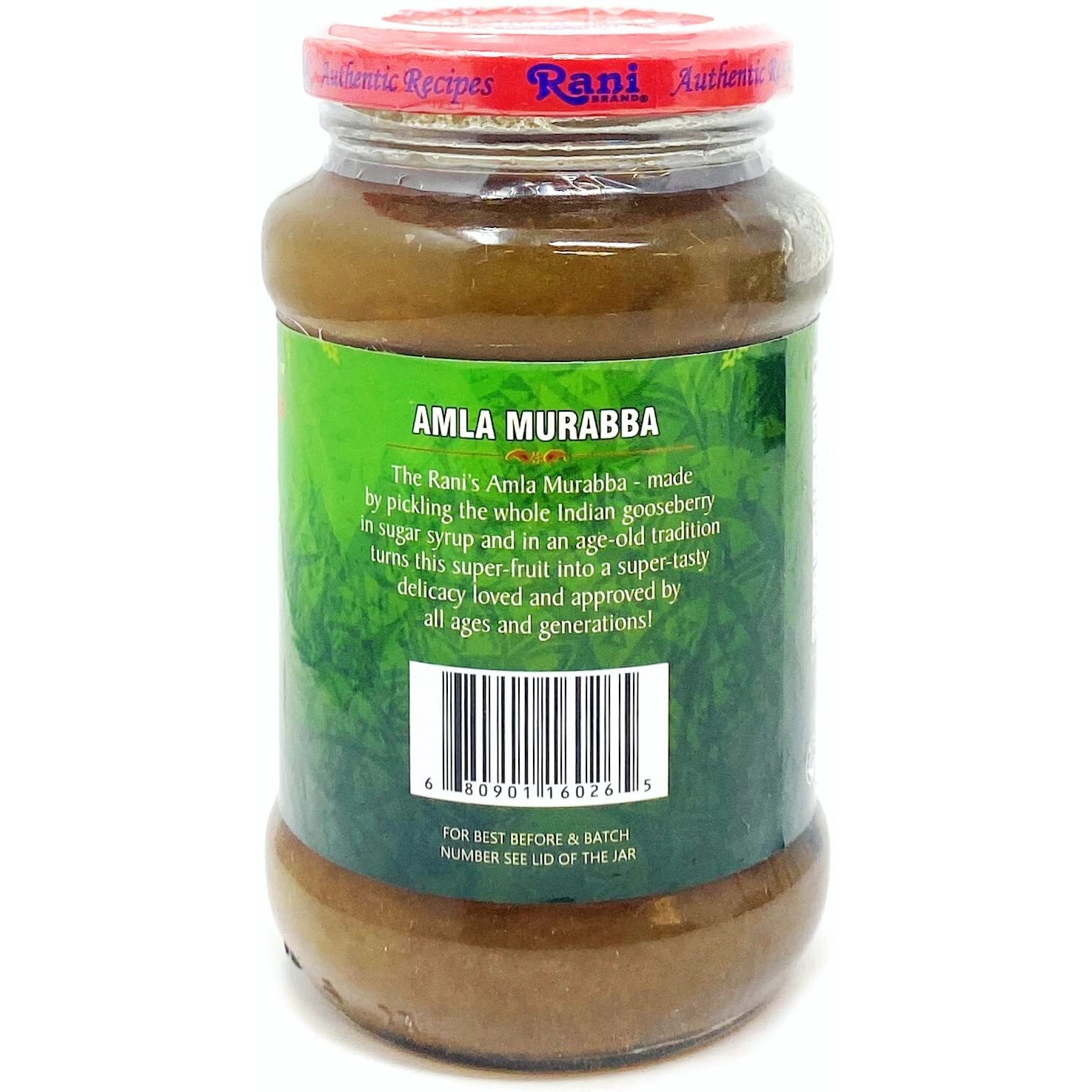 Rani Amla Murabba (Indian Gooseberries in Sugar Syrup) 17.5oz (1.1lbs) 500g Glass Jar, Pack of 5+1 FREE ~ All Natural, Vegan, Gluten Free, NON-GMO, No Colors, Popular Indian Condiment