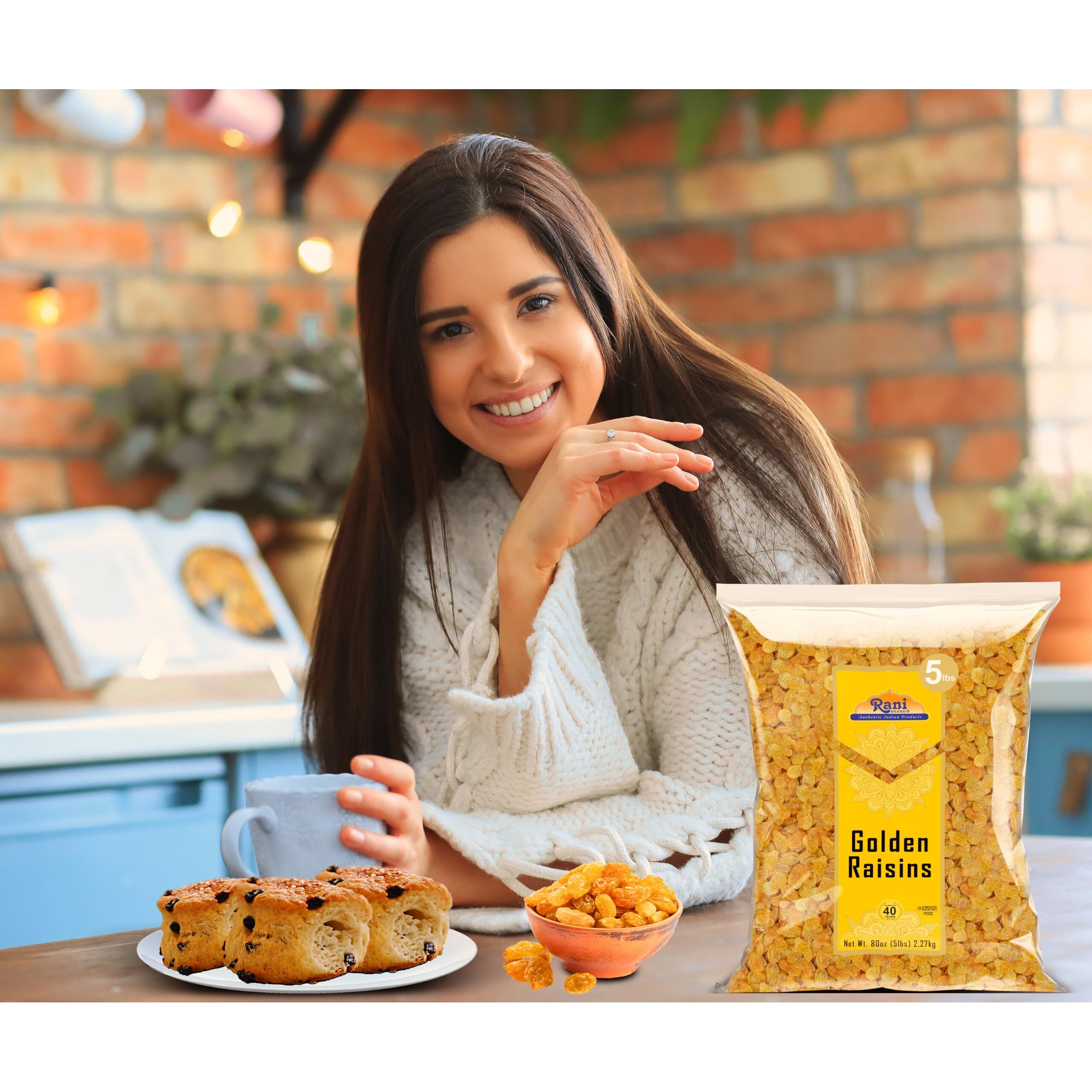 Rani Golden Raisins 80oz (5lbs) 2.27kg Bulk ~ All Natural, Gluten Friendly, NON-GMO, Vegan, Product of USA