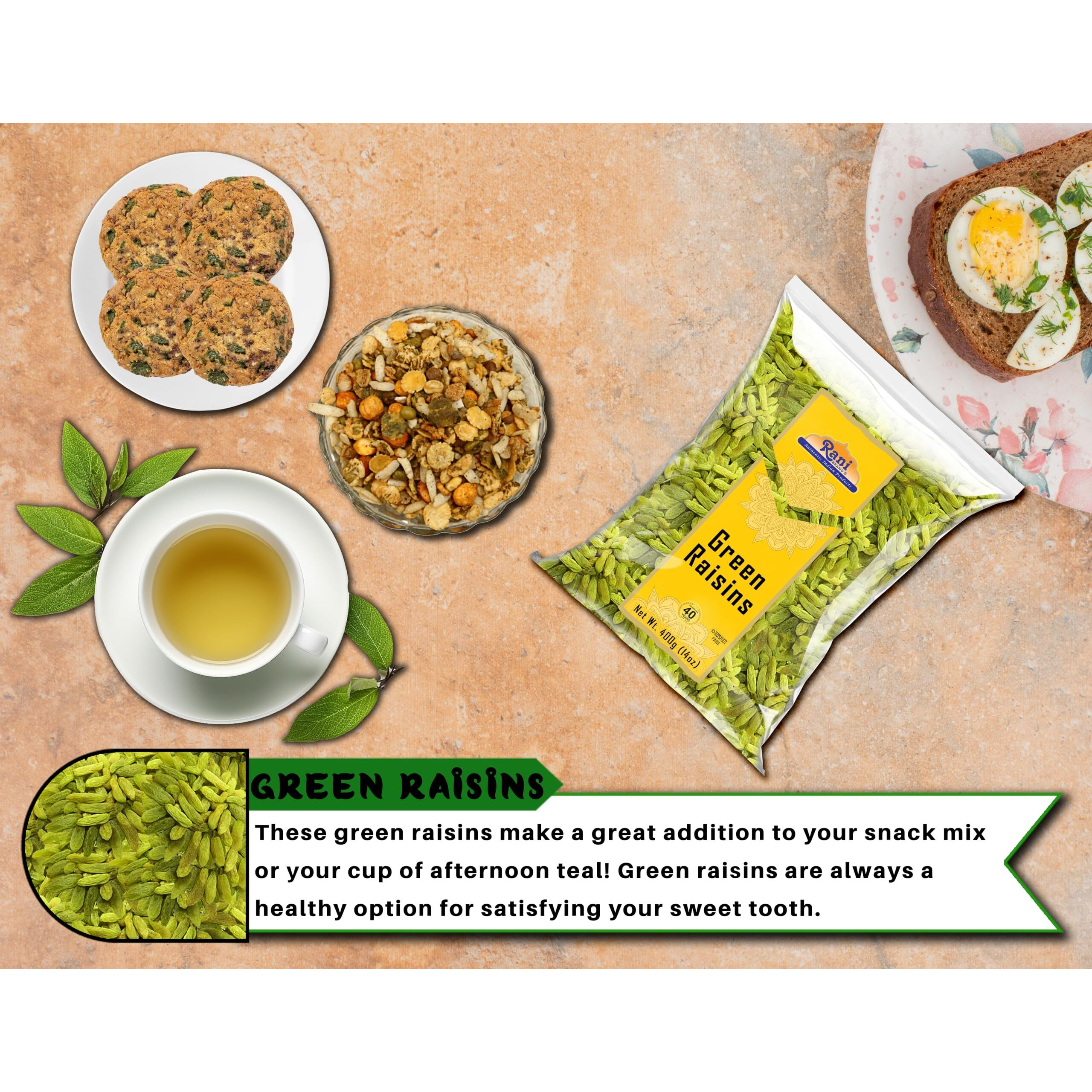 Rani Green Raisins 14oz (400g) ~ All Natural, Gluten Friendly, NON-GMO, Kosher, Vegan, Product of USA