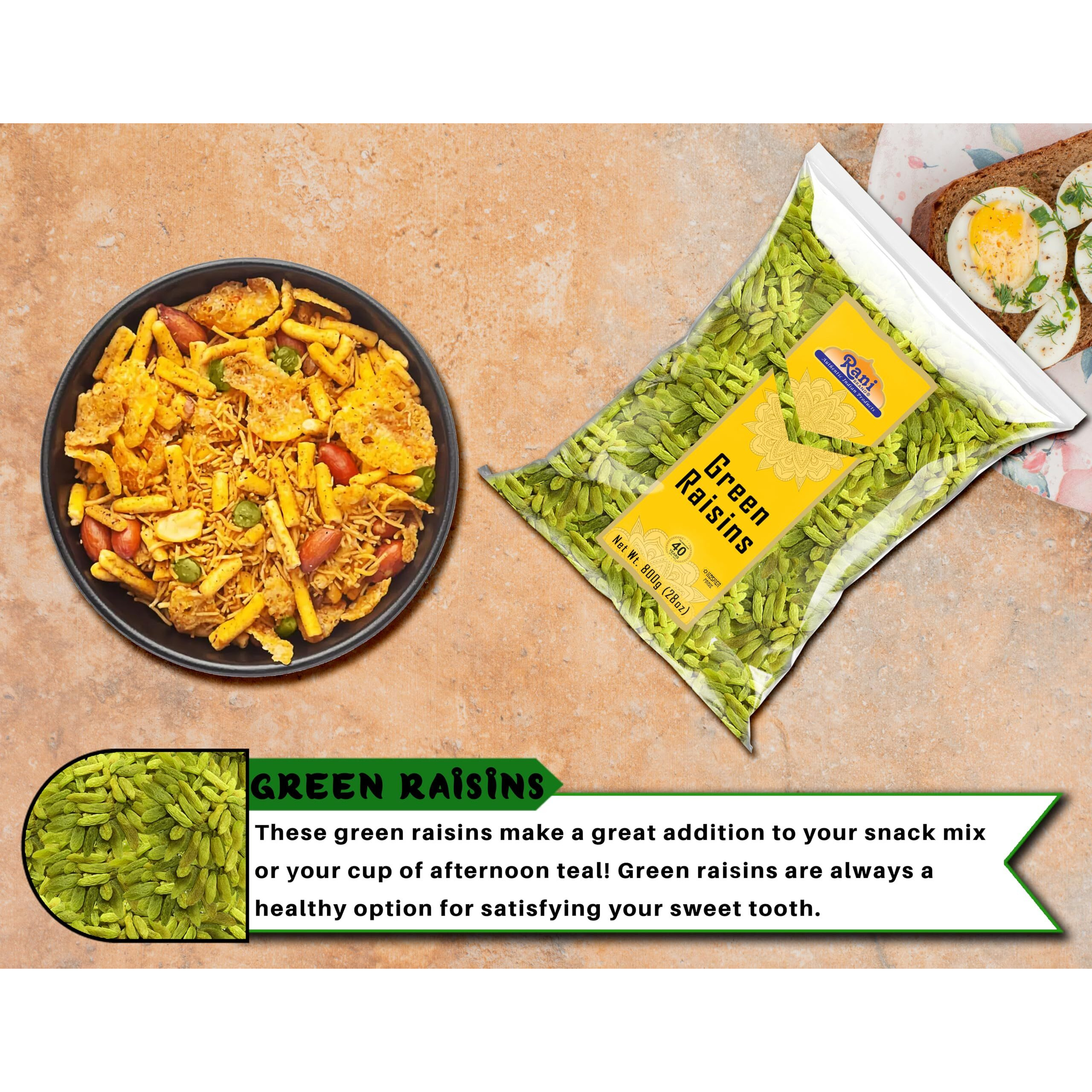 Rani Green Raisins 28oz (800g) ~ All Natural, Gluten Friendly, Non-GMO, Kosher, Vegan, Product of USA