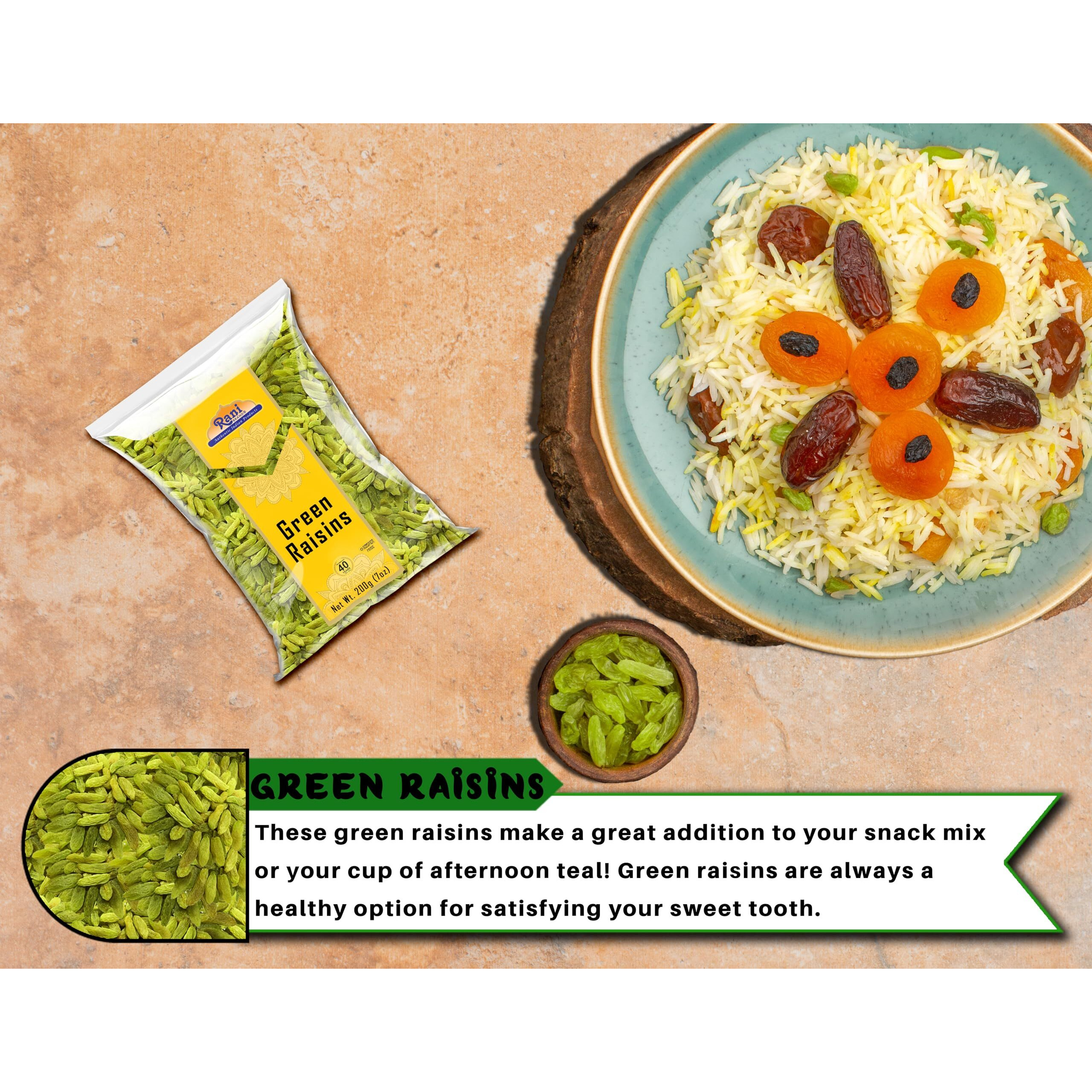 Rani Green Raisins 7oz (200g) ~ All Natural, Gluten Friendly, NON-GMO, Kosher, Vegan, Product of USA