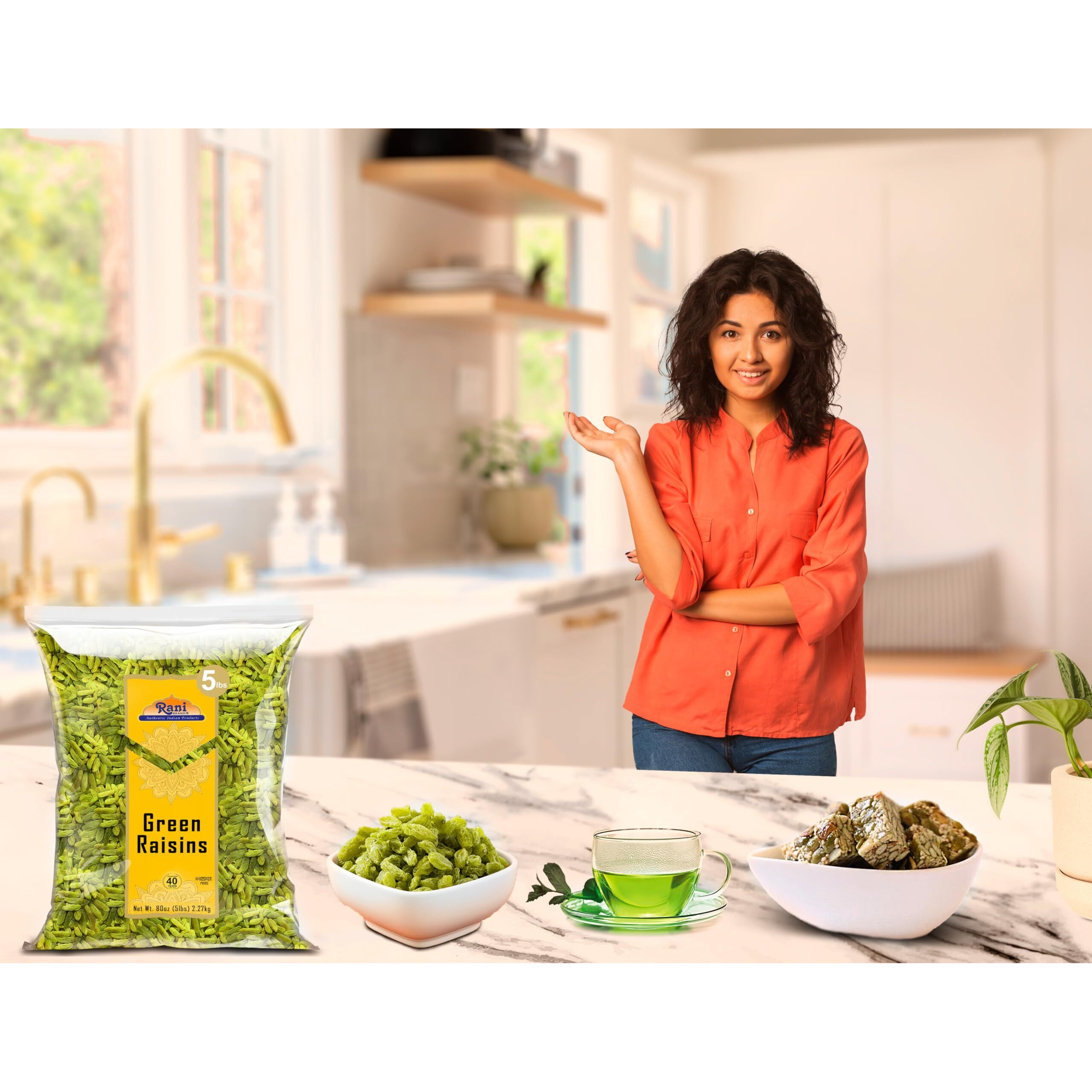 Rani Green Raisins 80oz (5lbs) 2.27kg Bulk ~ All Natural, Gluten Friendly, Non-GMO, Kosher, Vegan, Product of USA