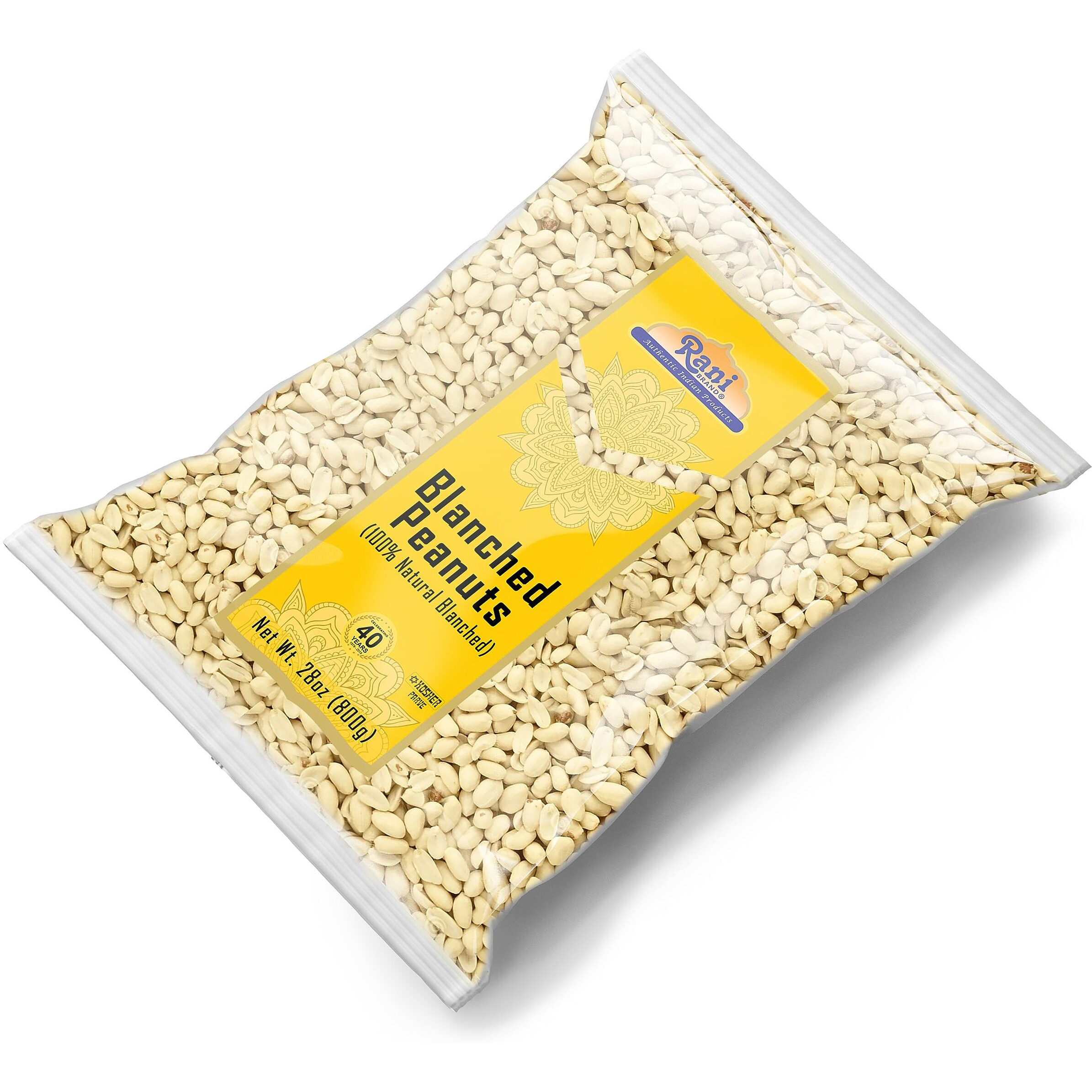 Rani Peanuts Skinless (Blanched, Uncooked) 28oz (1.75lbs) 800g ~ All Natural, Vegan, Gluten Friendly, Kosher, Fresh Product of USA ~ Spanish Grade Groundnuts