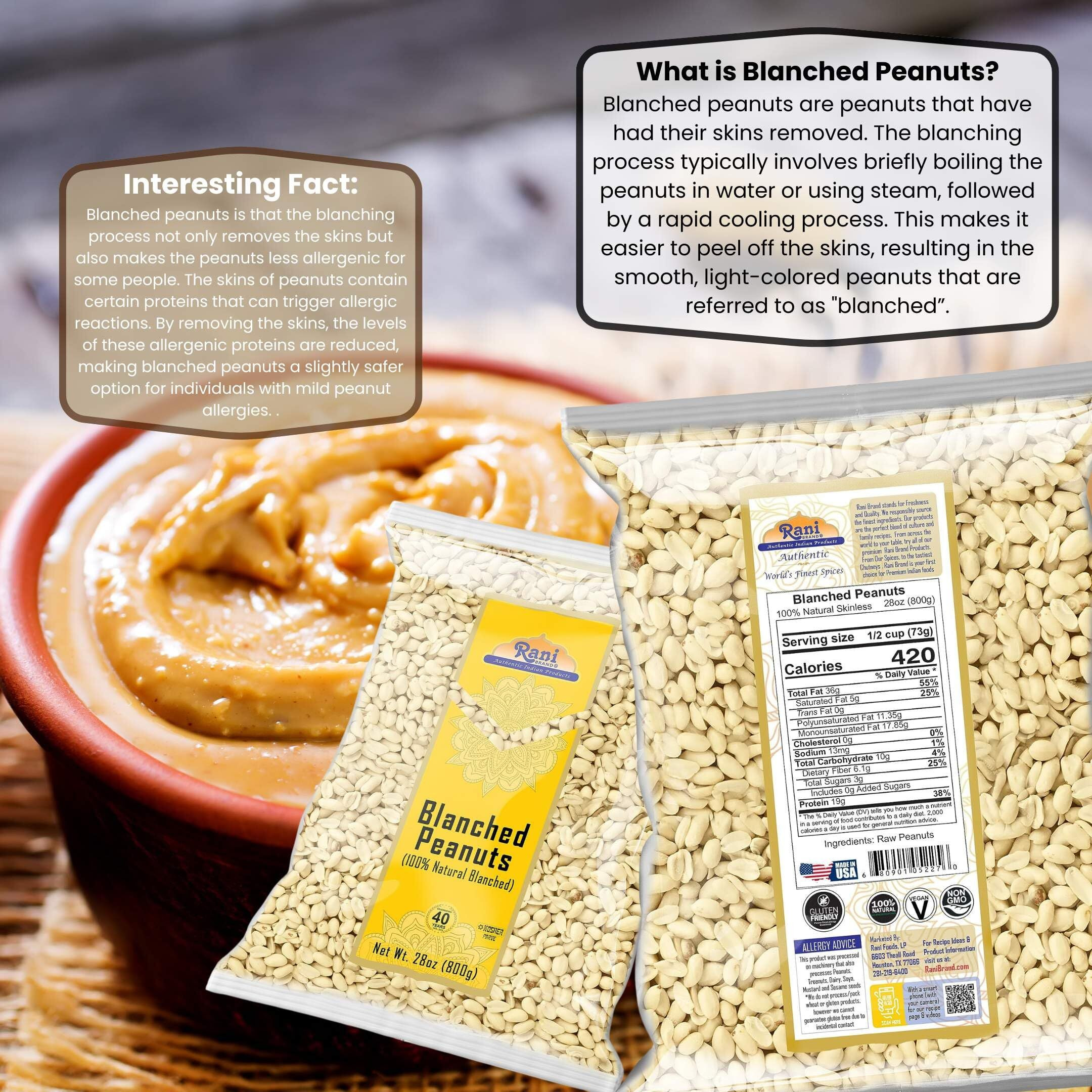 Rani Peanuts Skinless (Blanched, Uncooked) 28oz (1.75lbs) 800g ~ All Natural, Vegan, Gluten Friendly, Kosher, Fresh Product of USA ~ Spanish Grade Groundnuts