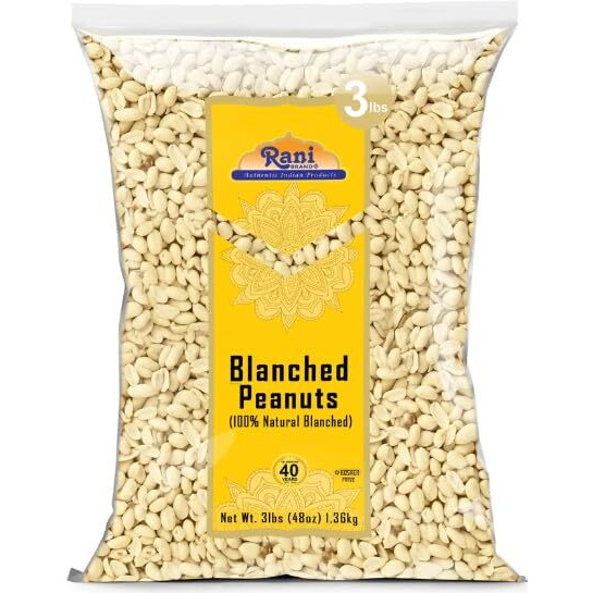 Rani Peanuts Skinless (Blanched, Uncooked) 48oz (3lbs) 1.36kg Bulk ~ All Natural, Vegan, Gluten Friendly, Kosher, Fresh Product of USA ~ Spanish Grade Groundnuts