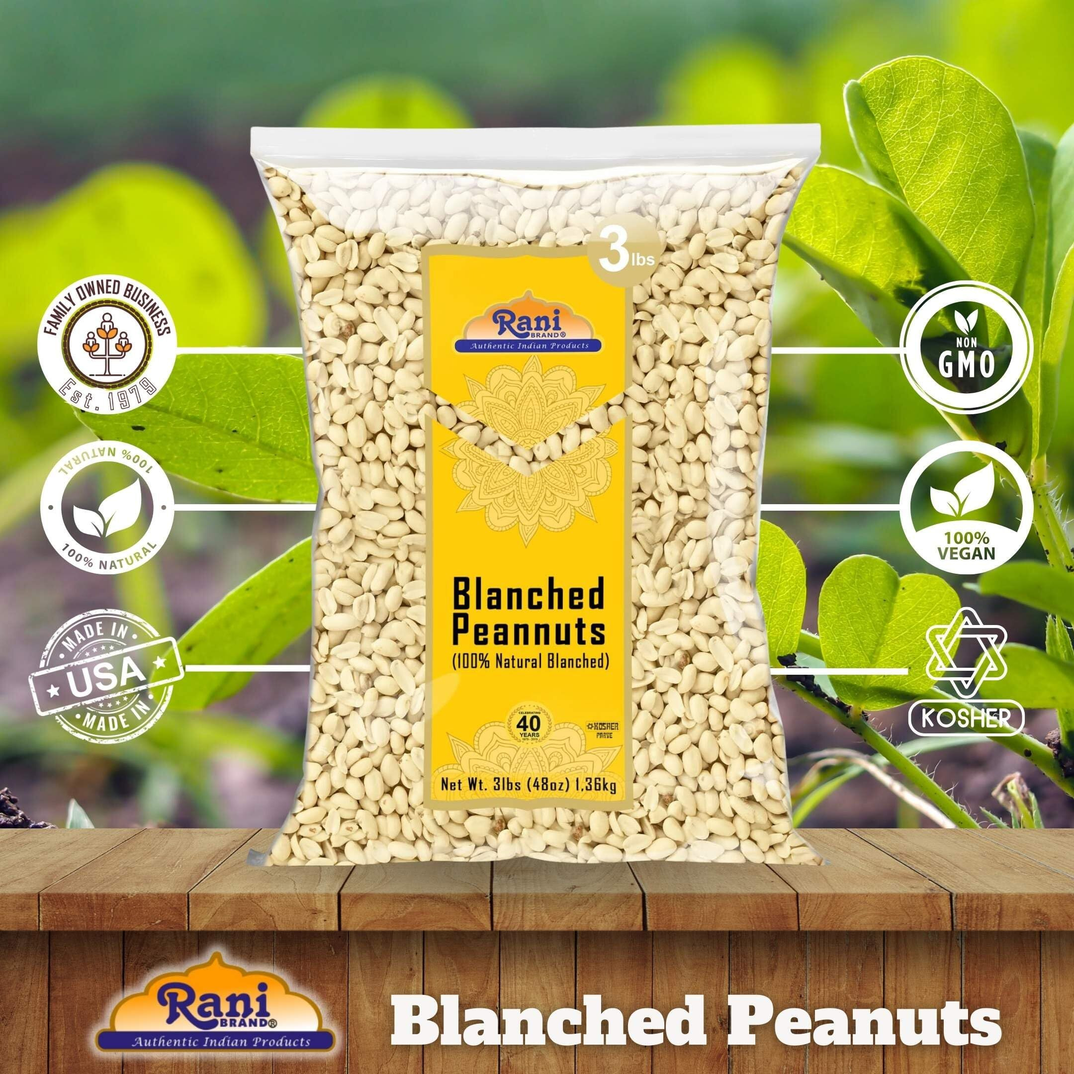 Rani Peanuts Skinless (Blanched, Uncooked) 48oz (3lbs) 1.36kg Bulk ~ All Natural, Vegan, Gluten Friendly, Kosher, Fresh Product of USA ~ Spanish Grade Groundnuts
