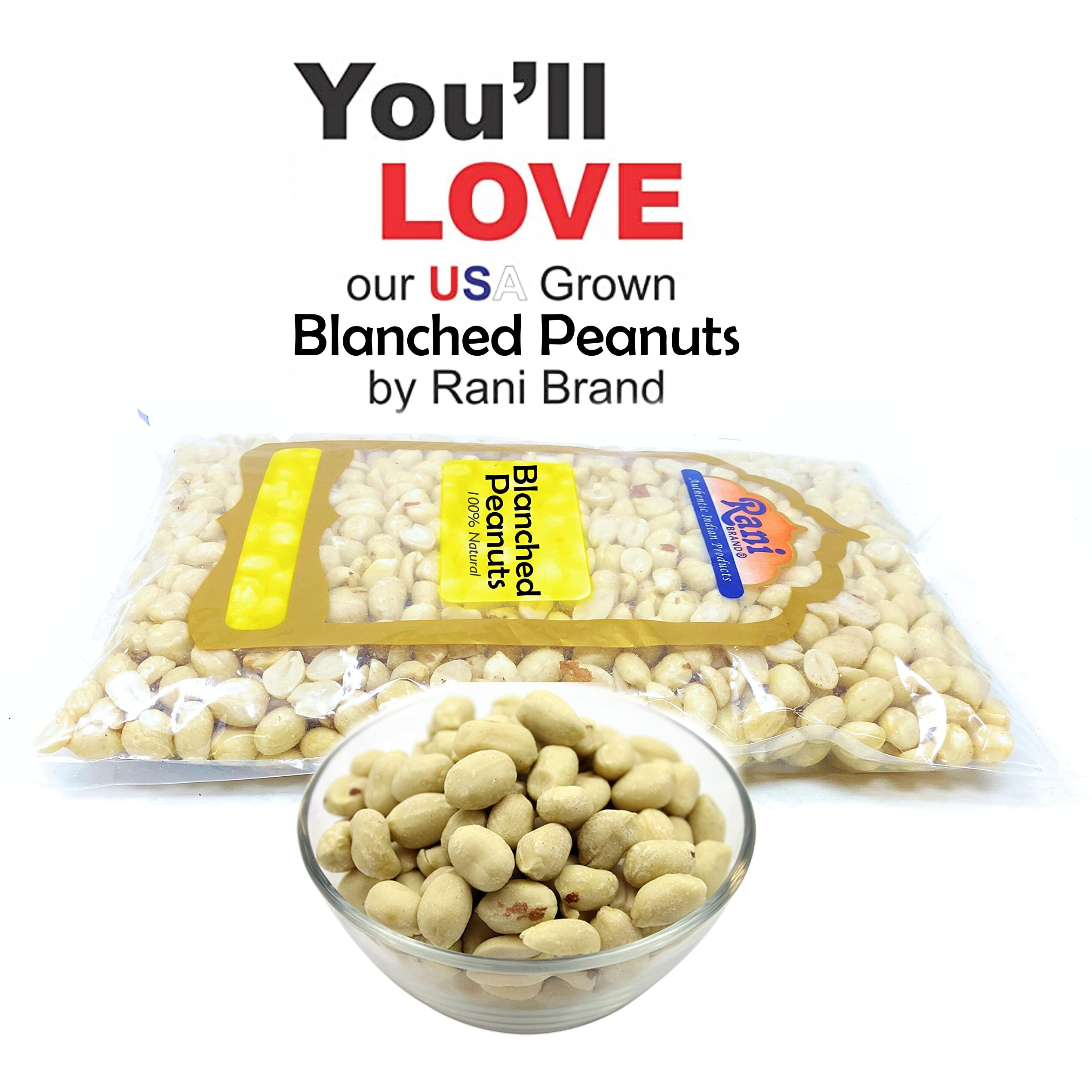Rani Peanuts Skinless (Blanched, Uncooked) 48oz (3lbs) 1.36kg Bulk ~ All Natural, Vegan, Gluten Friendly, Kosher, Fresh Product of USA ~ Spanish Grade Groundnuts