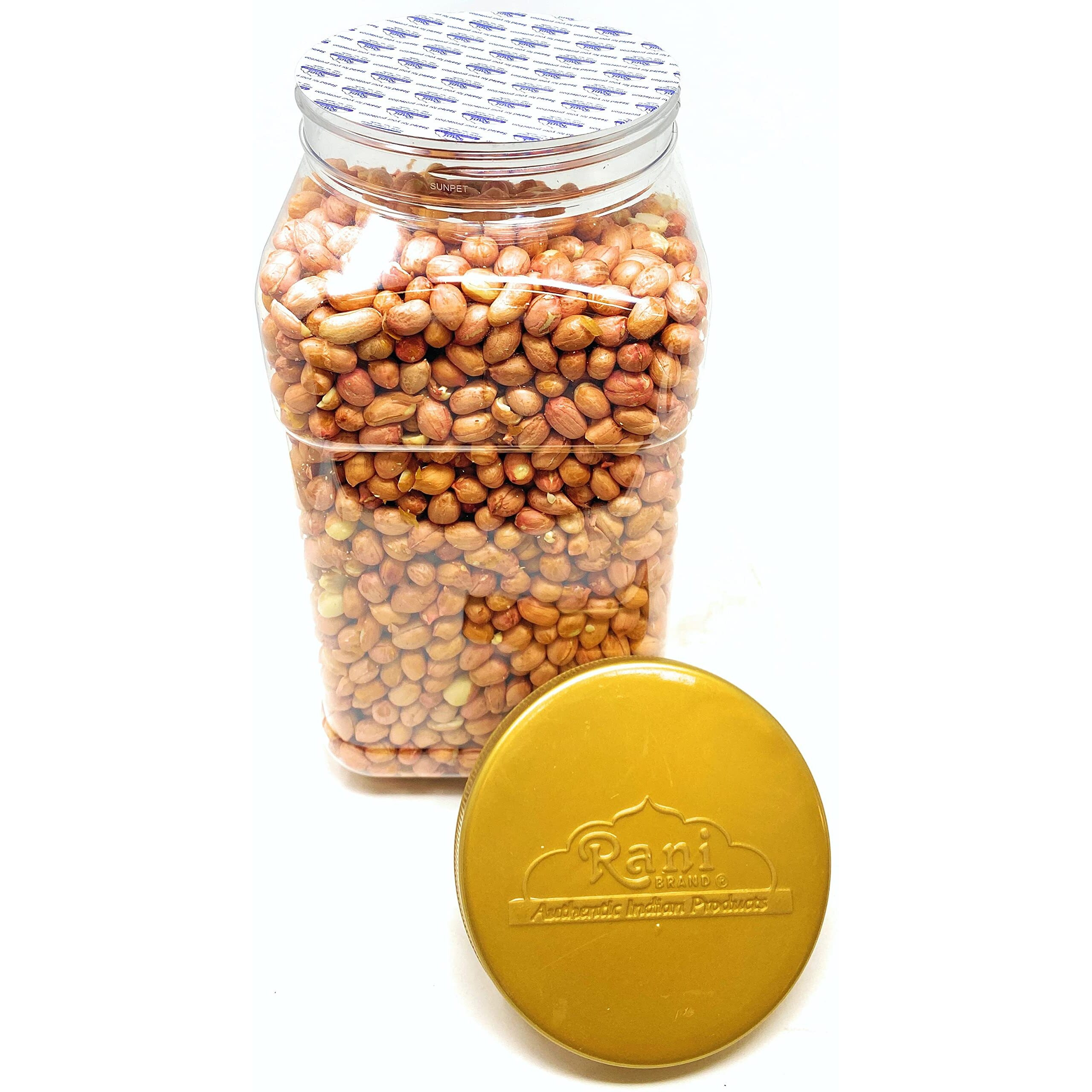 Rani Peanuts, Raw Whole With Skin (uncooked, unsalted) 96oz (6lbs) 2.72kg Bulk PET Jar ~ All Natural, Vegan, Gluten Friendly, Fresh Product of USA ~ Spanish Grade Groundnut/Red-skin