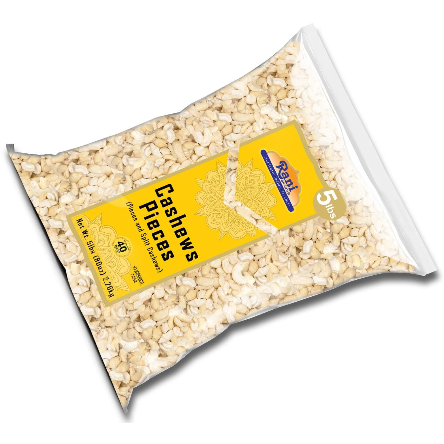 Rani Raw Cashews Halves and Pieces (uncooked, unsalted) 80oz (5lbs) 2.27kg Bulk ~ All Natural, No Preservatives, Vegan, NON-GMO, Kosher, Gluten Friendly