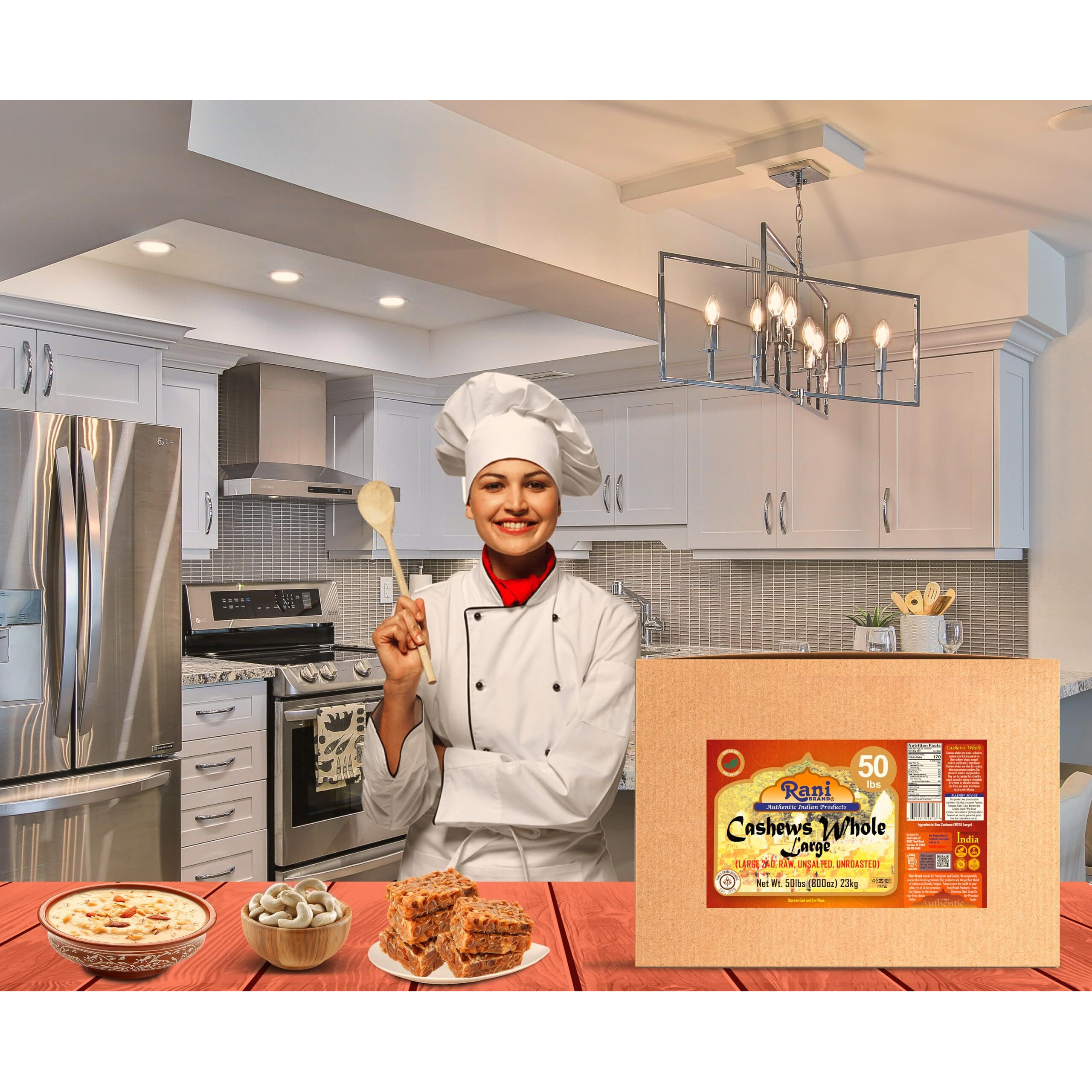 Rani Raw Cashews Whole W240 Large (uncooked, unsalted) 800oz (50lbs) 23kg Vacuum Packed, Bulk Box ~ All Natural, No Preservatives, Vegan, NON-GMO, Kosher, Gluten Friendly