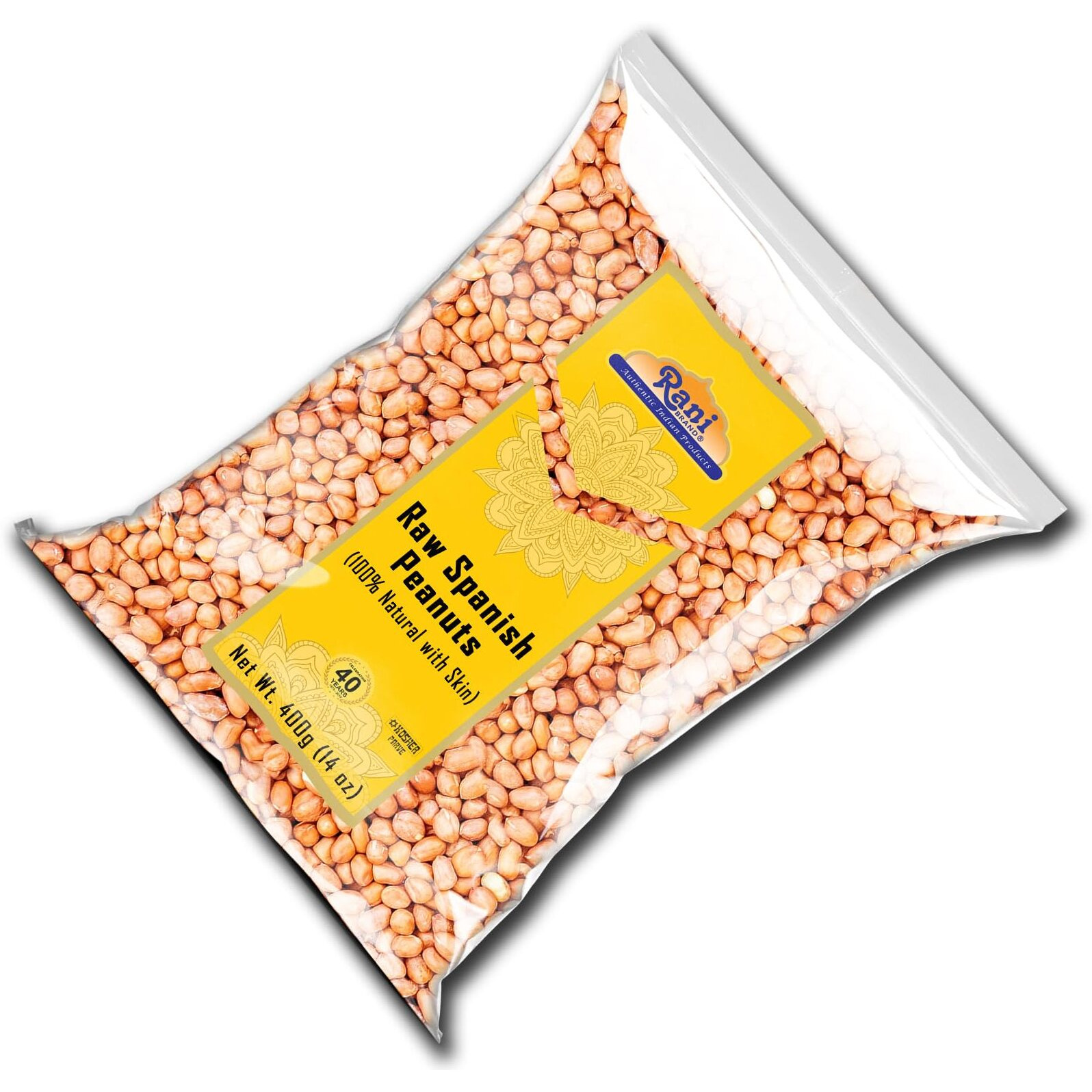 Rani Raw Spanish Peanuts 100% Natural with Skin (uncooked, unsalted) 14oz (400g) ~ Vegan, Gluten Friendly, Fresh Product of USA, Kosher, Red-brown Skin
