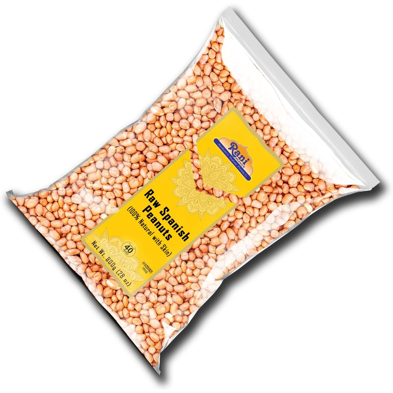 Rani Raw Spanish Peanuts 100% Natural with Skin (uncooked, unsalted) 28oz (1.75lbs) 800g ~ Vegan, Gluten Friendly, Fresh Product of USA, Kosher, Red-brown Skin