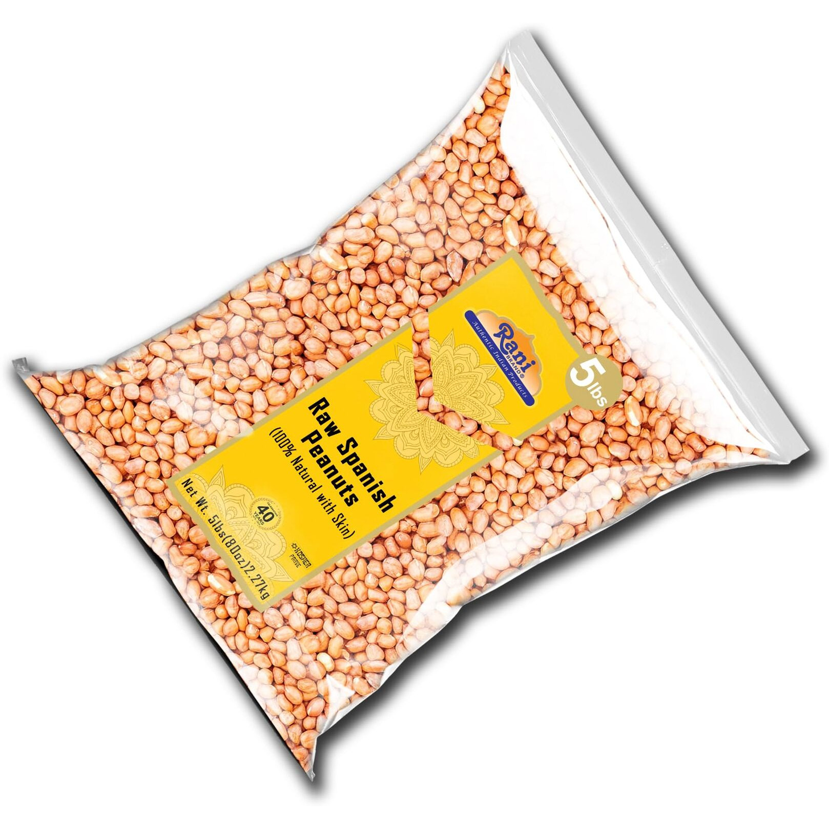 Rani Raw Spanish Peanuts 100% Natural with Skin (uncooked, unsalted) 80oz (5lbs) 2.27kg Bulk ~ Vegan, Gluten Friendly, Fresh Product of USA, Kosher, Red-brown Skin