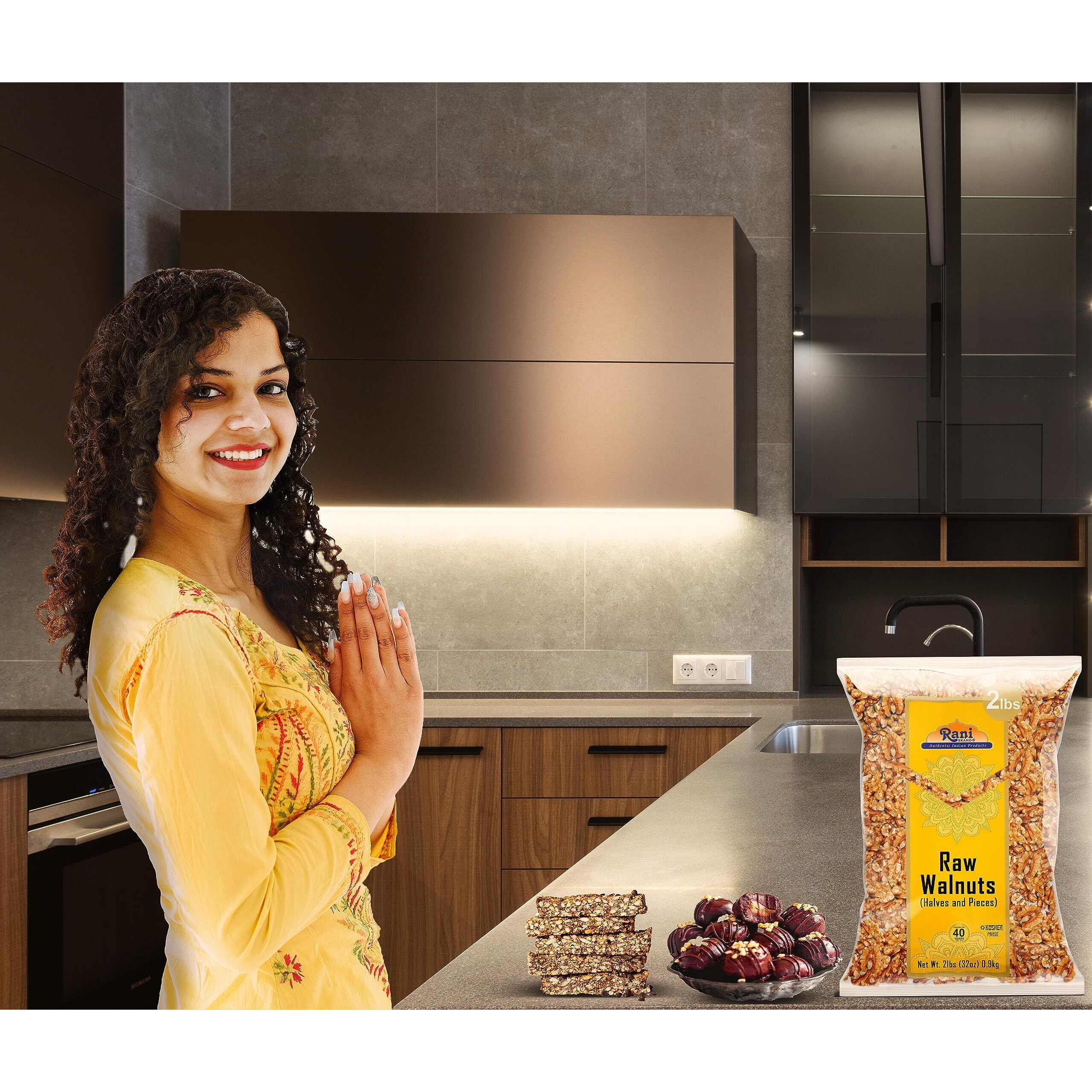 Rani Raw Walnuts, Halves and Pieces 32oz (2lbs)908g ~ All Natural, Vegan, Gluten Friendly, Kosher, Fresh Product of USA