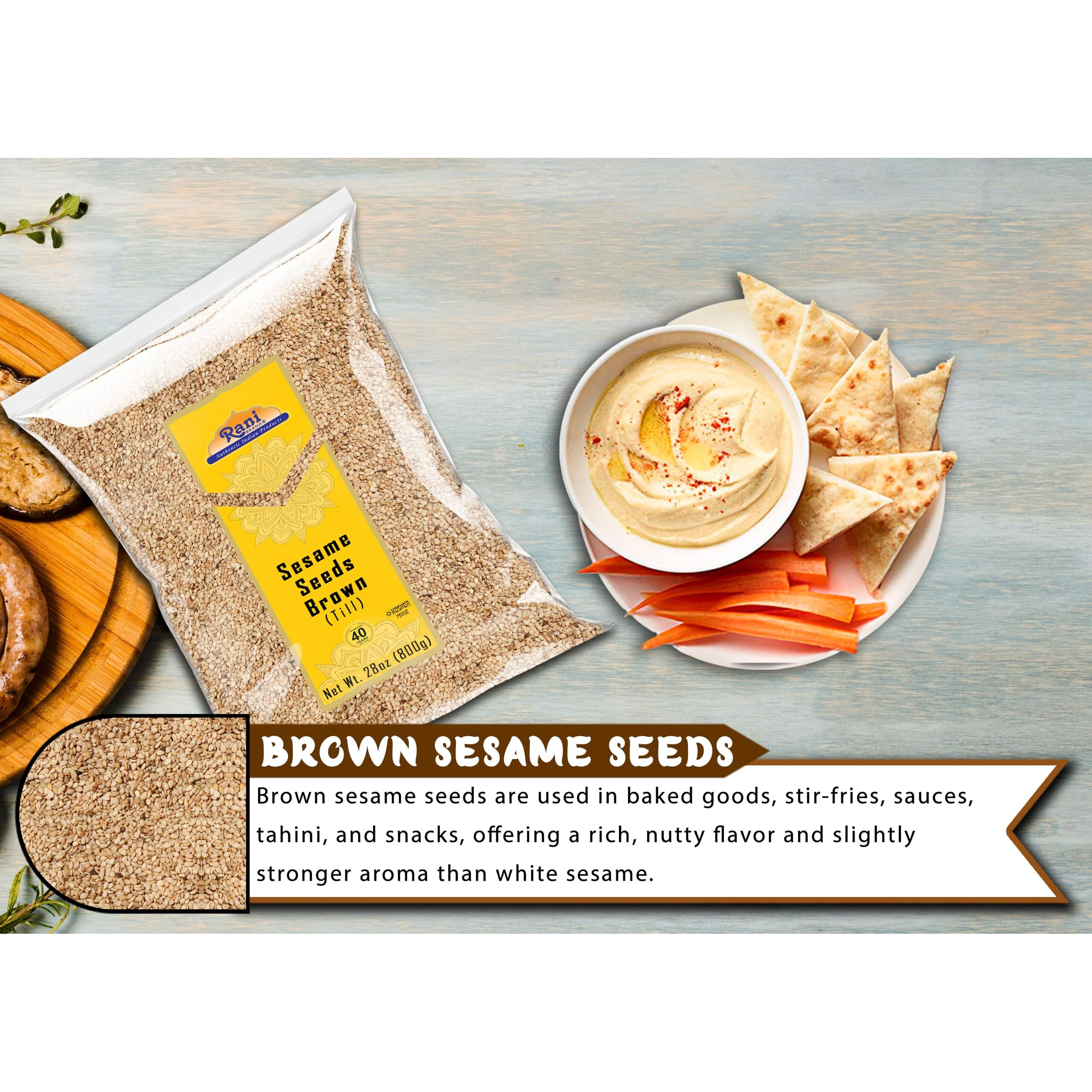 Rani Sesame Seeds Whole Brown, Raw (Till) 28oz (800gm) ~ All Natural | Gluten Friendly | NON-GMO | Kosher | Vegan | Indian Origin