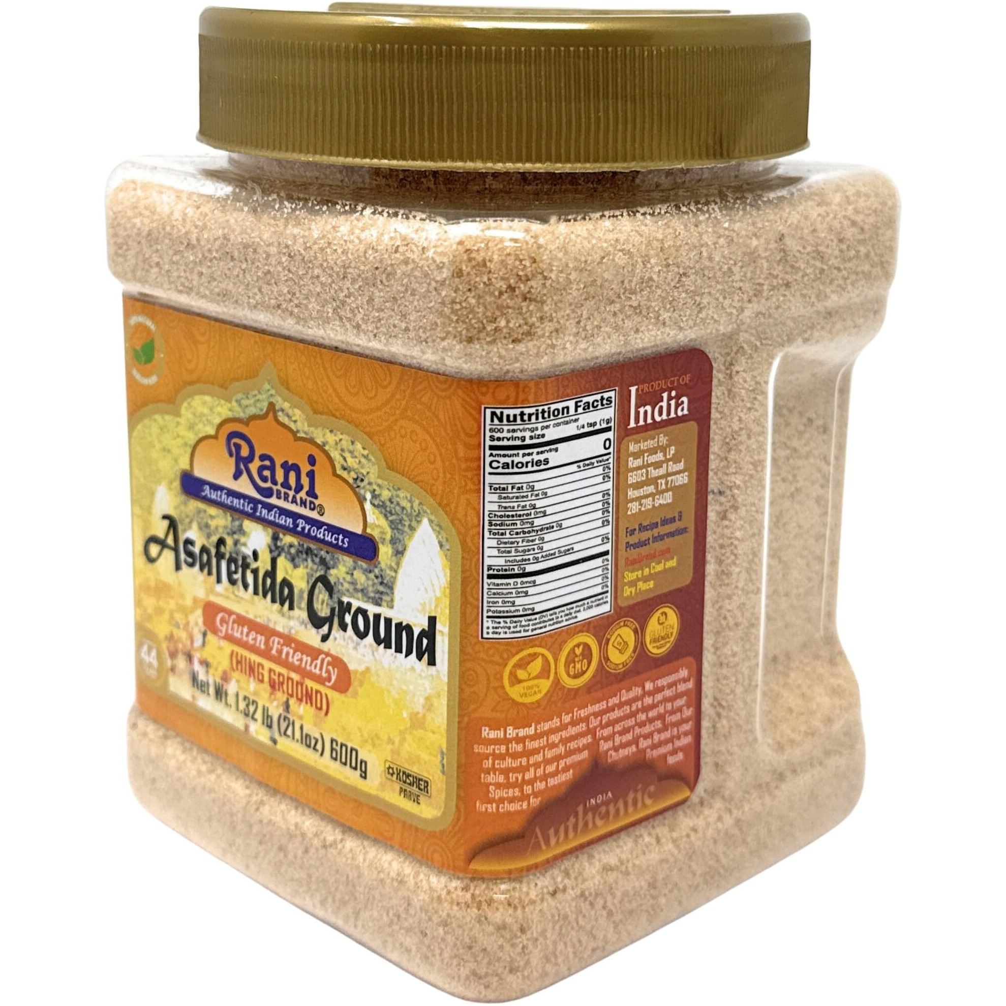 Rani Asafetida (Hing) Ground 21.1oz (1.32lbs) 600g Gluten Friendly, PET Jar ~ All Natural, Salt Free, Vegan, Non-GMO, Asafoetida Indian Spice, Best for Onion Garlic Substitute