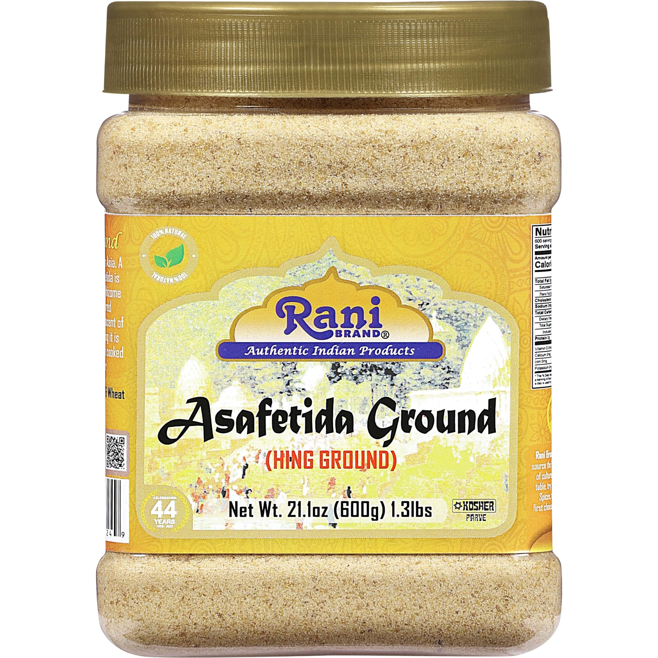 Rani Asafetida (Hing) Ground 21oz (600g) 1.3lbs PET Jar, Pack of 6 ~ All Natural, Salt Free, Vegan, Non-GMO, Asafoetida Indian Spice, Best for Onion Garlic Substitute