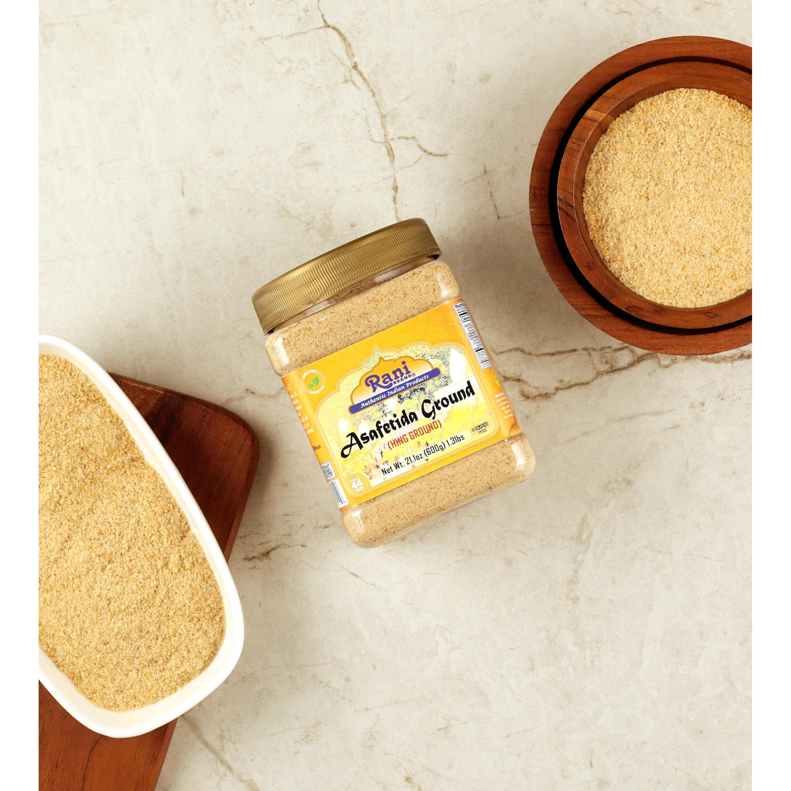 Rani Asafetida (Hing) Ground 21oz (600g) 1.3lbs PET Jar, Pack of 6 ~ All Natural, Salt Free, Vegan, Non-GMO, Asafoetida Indian Spice, Best for Onion Garlic Substitute