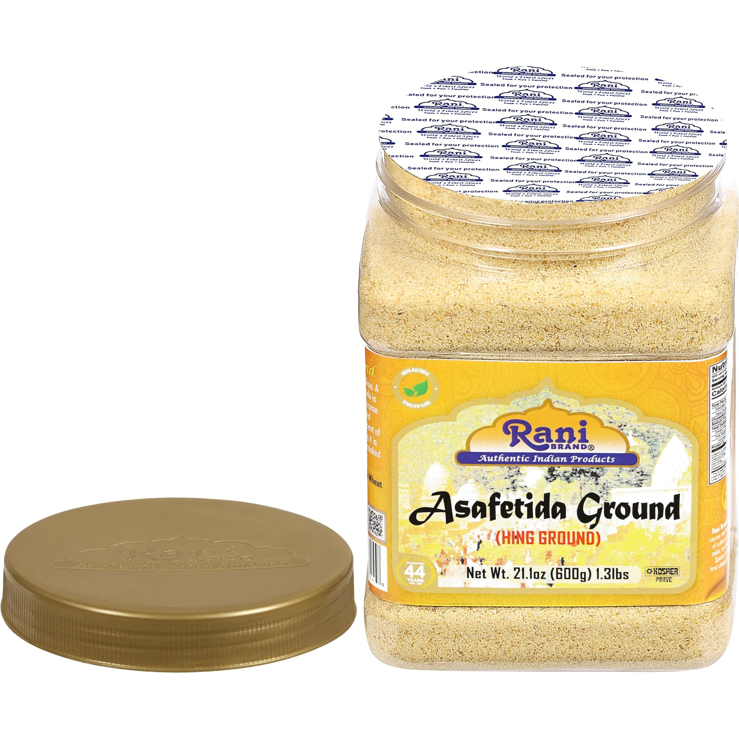 Rani Asafetida (Hing) Ground 21oz (600g) 1.3lbs PET Jar, Pack of 6 ~ All Natural, Salt Free, Vegan, Non-GMO, Asafoetida Indian Spice, Best for Onion Garlic Substitute