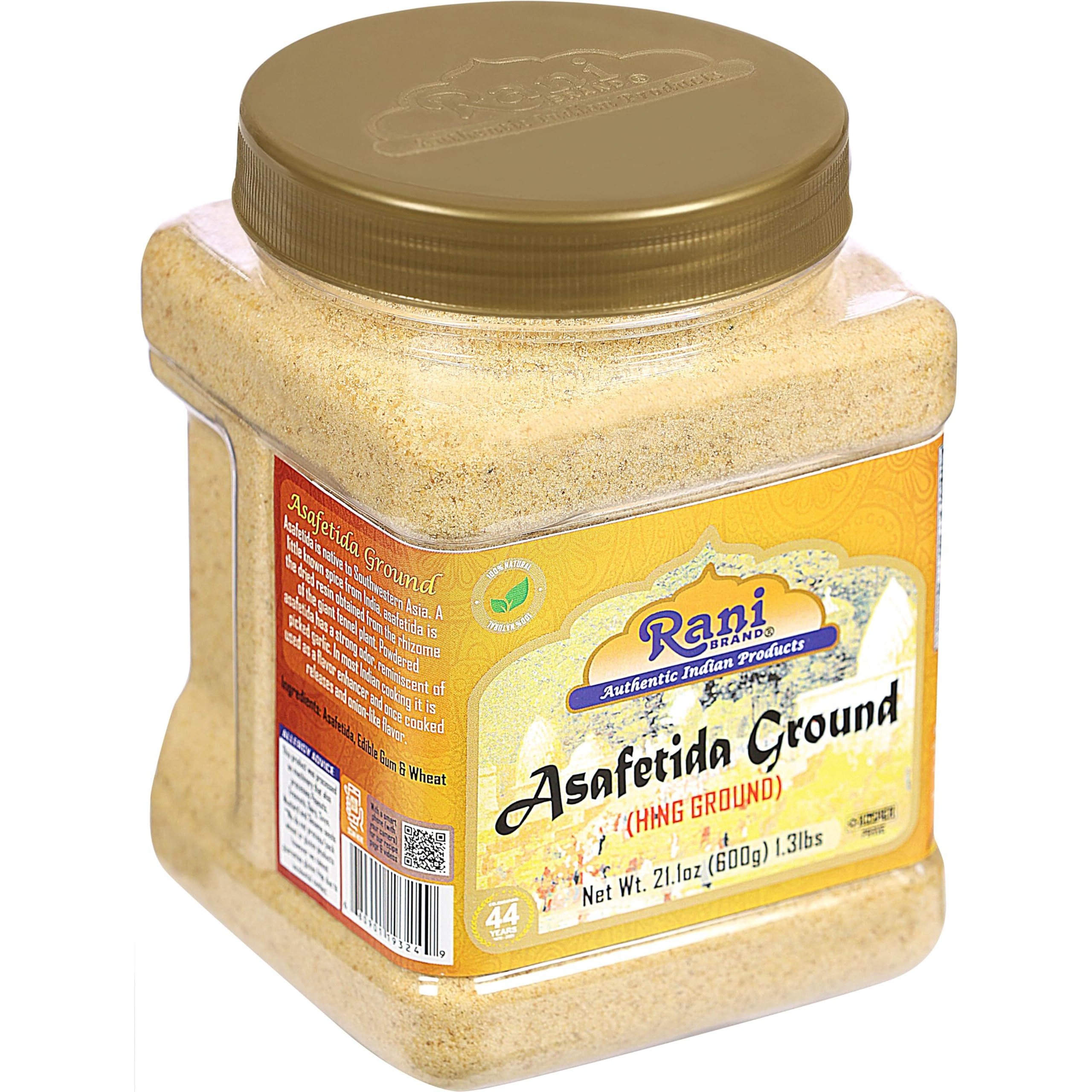 Rani Asafetida (Hing) Ground 21oz (600g) 1.3lbs PET Jar, Pack of 6 ~ All Natural, Salt Free, Vegan, Non-GMO, Asafoetida Indian Spice, Best for Onion Garlic Substitute