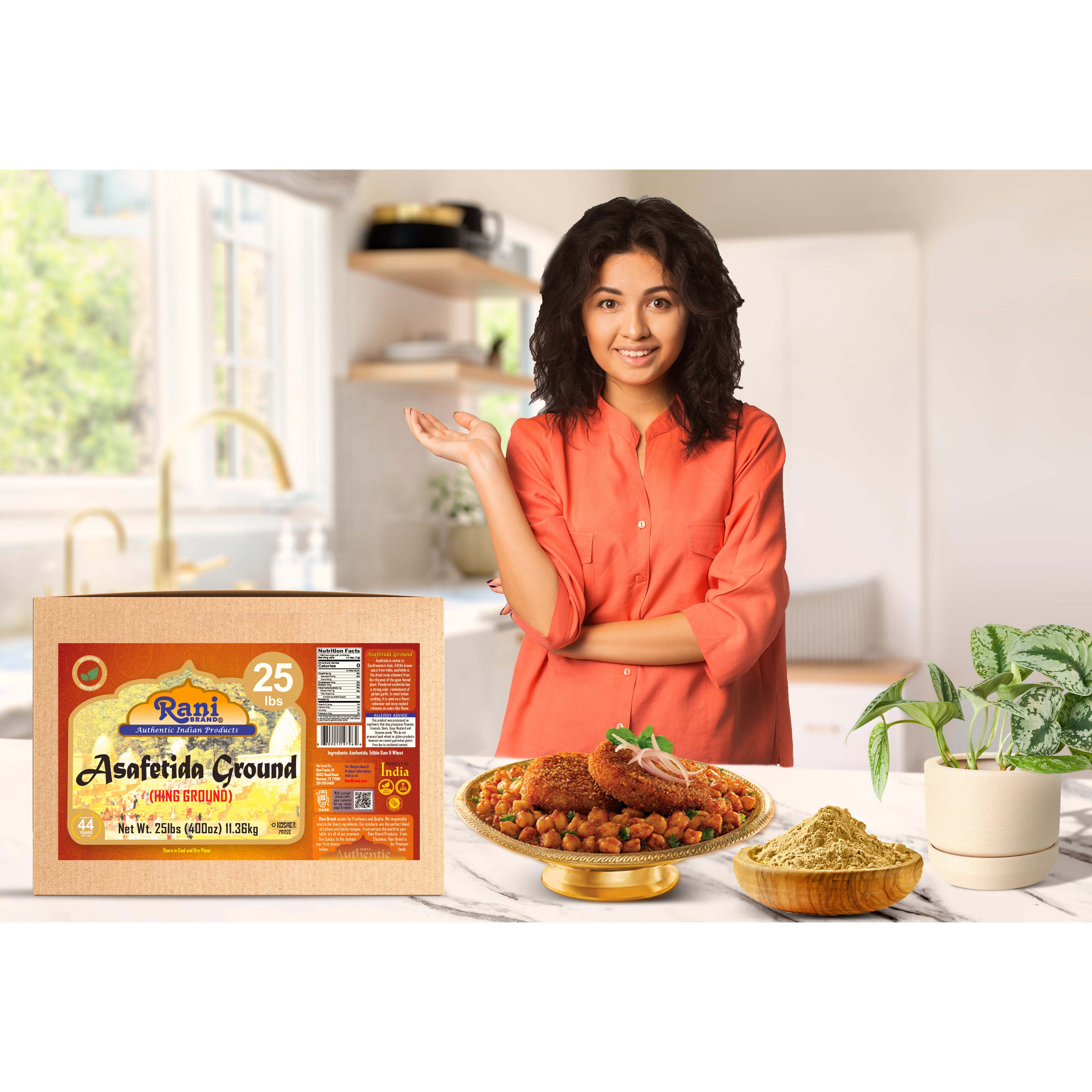 Rani Asafetida (Hing) Ground 400oz (25lbs) 11.36kg Bulk Box ~ All Natural, Salt Free, Vegan, NON-GMO, Kosher, Asafoetida Indian Spice, Best for Onion Garlic Substitute
