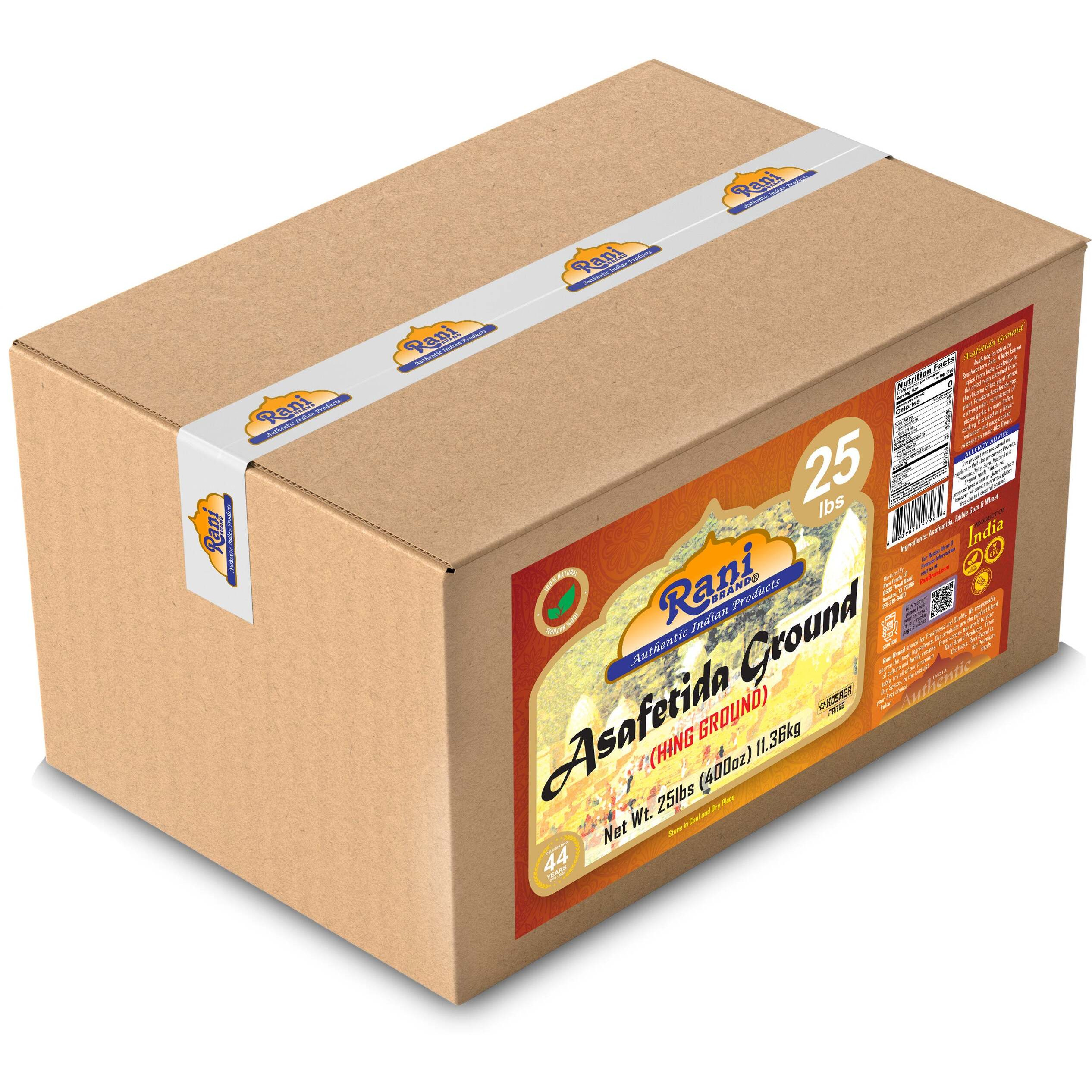 Rani Asafetida (Hing) Ground 400oz (25lbs) 11.36kg Bulk Box ~ All Natural, Salt Free, Vegan, NON-GMO, Kosher, Asafoetida Indian Spice, Best for Onion Garlic Substitute
