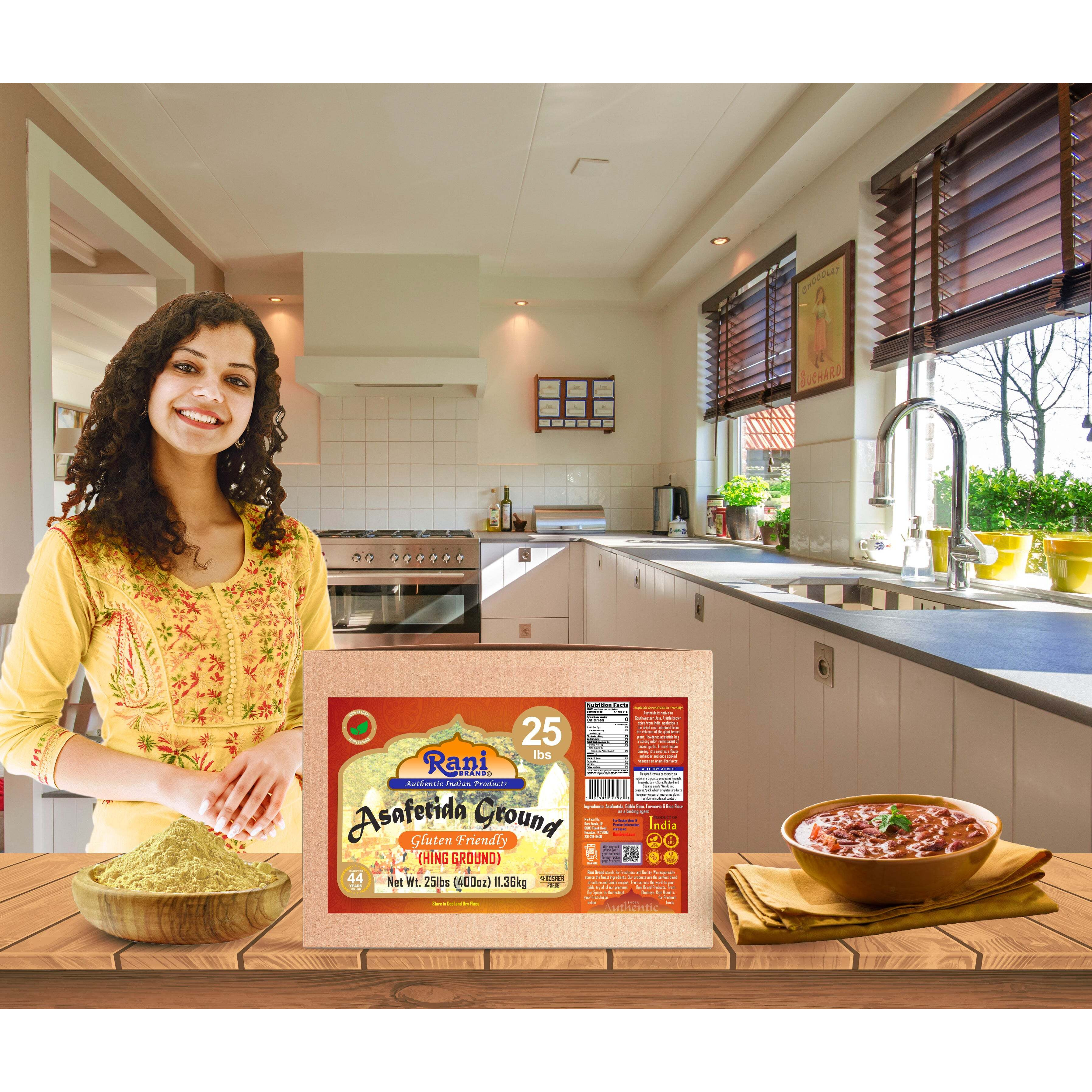 Rani Asafetida (Hing) Ground 400oz (25lbs) 11.36kg Gluten Friendly, Bulk Box ~ All Natural, Salt Free, Vegan, Non-GMO, KOSHER, Asafoetida Indian Spice, Best for Onion Garlic Substitute