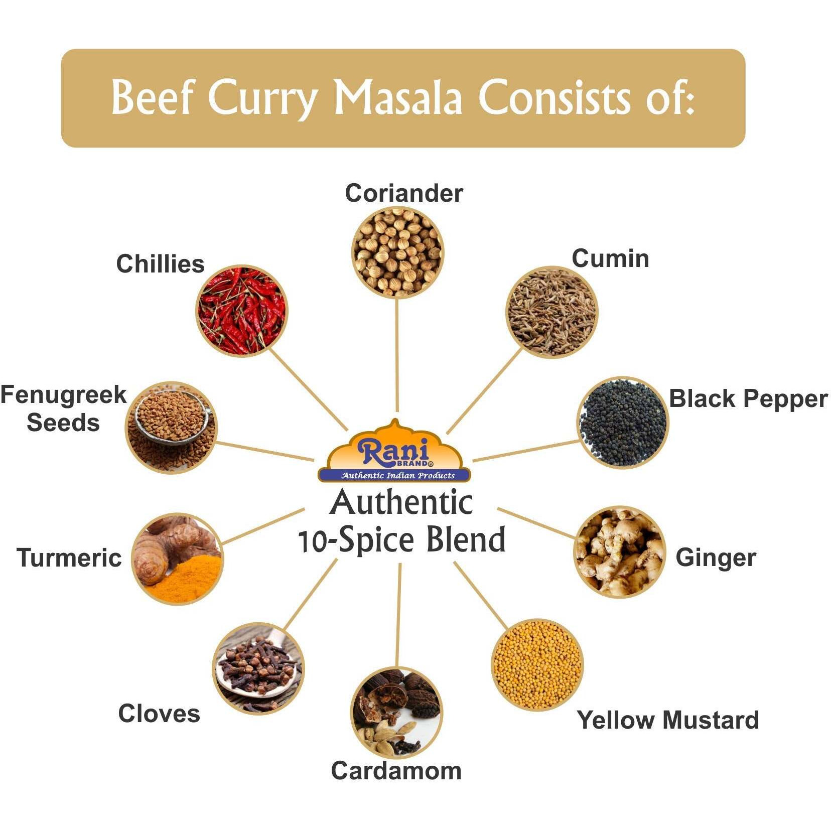 Rani Beef Curry Masala Indian 10-Spice Blend 3oz (85g) PET Jar ~ All Natural, Vegan, No Colors, Gluten Friendly, NON-GMO, Indian Origin
