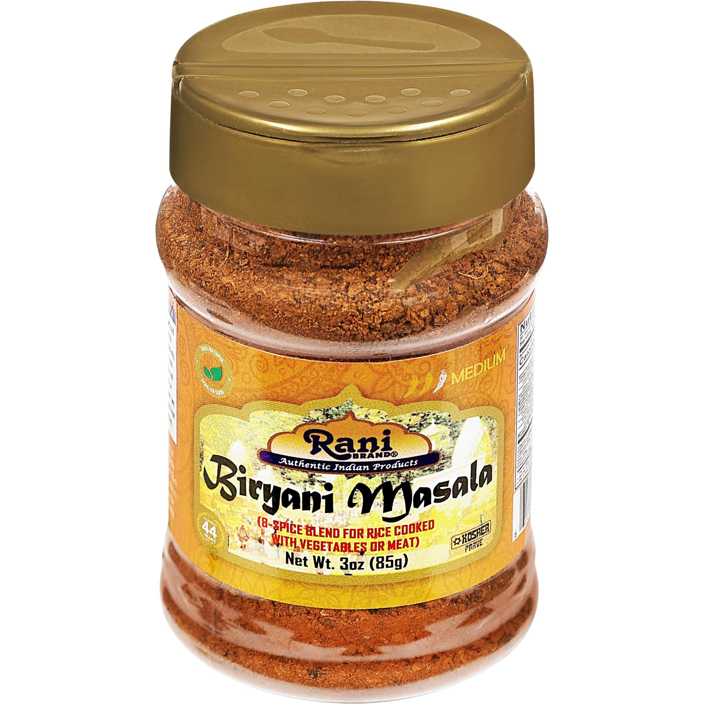 Rani Biryani Masala Curry (7-Spice Blend for Indian Rice Dishes, Pullao/Pilau) 3oz (85g) PET Jar ~ All Natural, Vegan, No Colors, Gluten Friendly, NON-GMO, Kosher, Indian Origin
