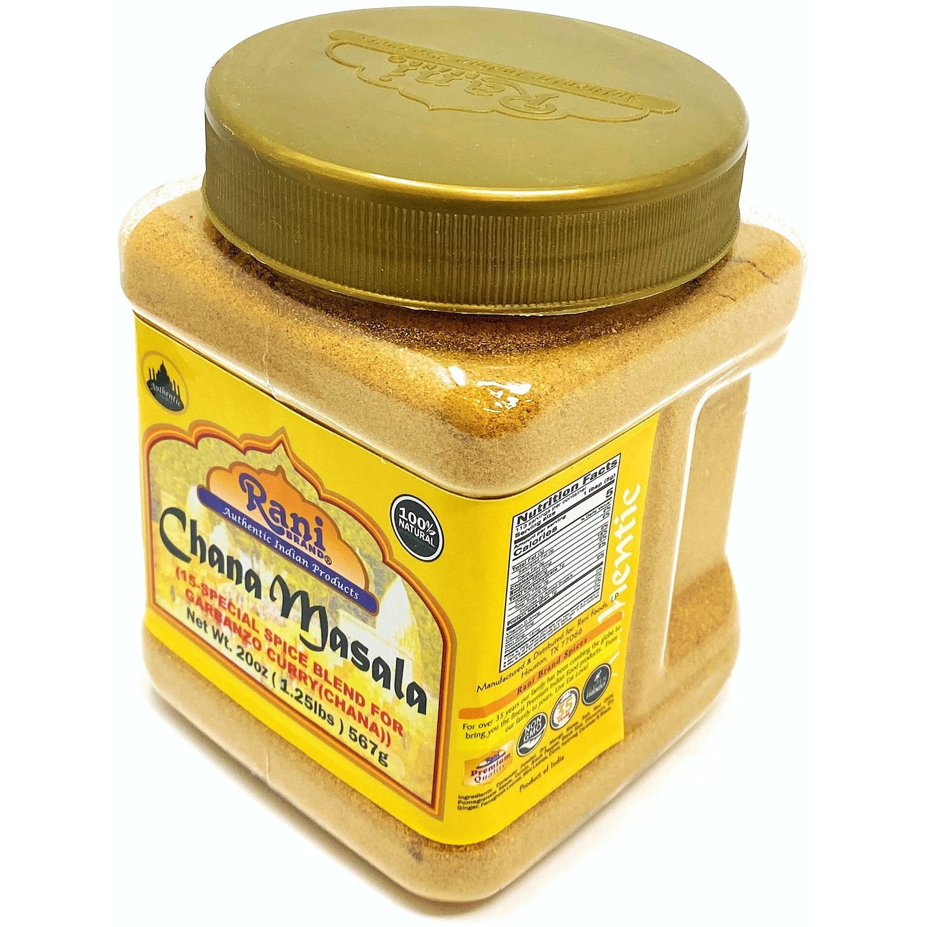 Rani Chana Masala (Garbanzo Curry 15-Spice Blend) 20oz (1.25lbs) 567g PET Jar ~ All Natural, Vegan, No Colors, Gluten Friendly, NON-GMO, Indian Origin