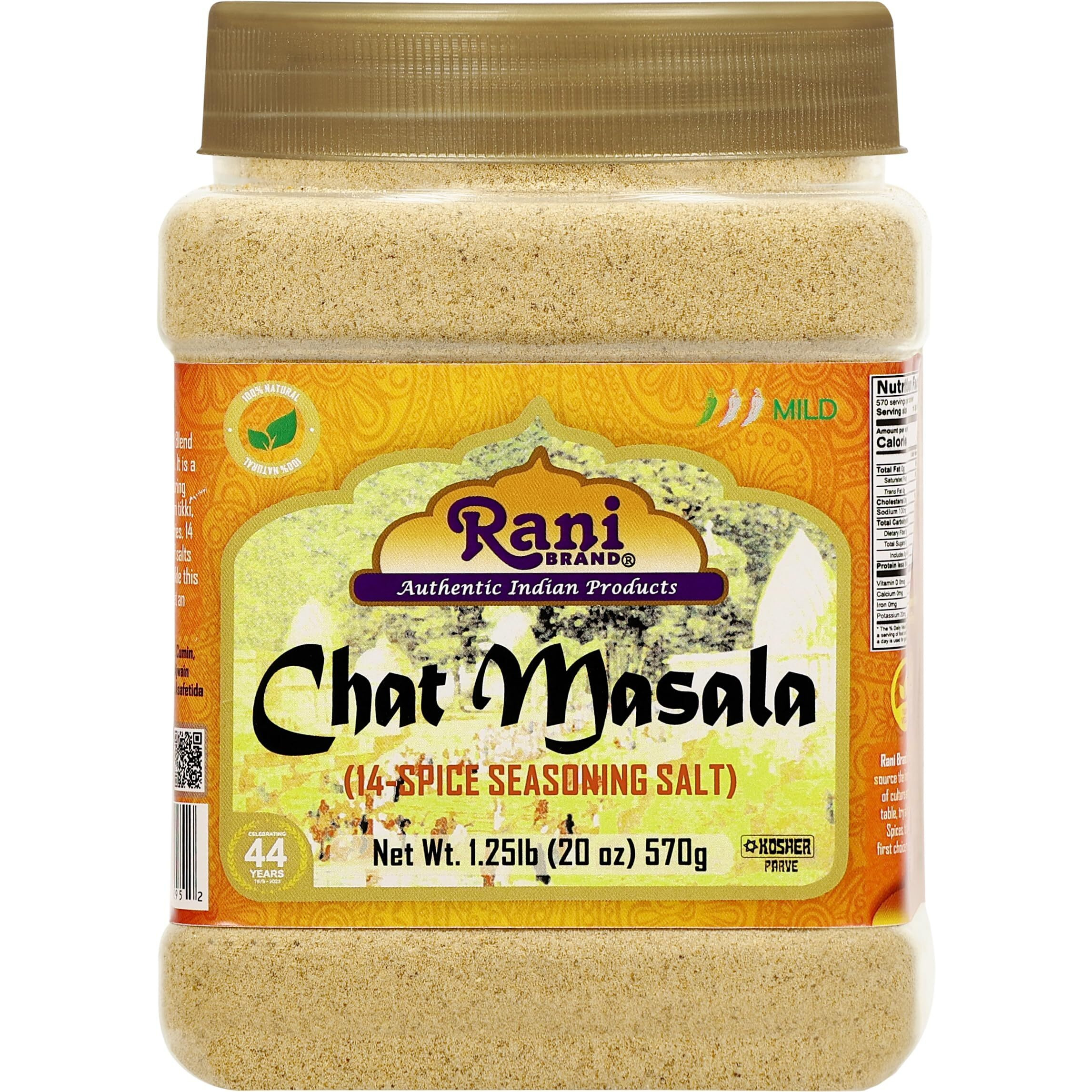 Rani Chat Masala (14 Spice Seasoning Salt) Tangy Indian Seasoning 20oz (1.25lb) 570g PET Jar ~ All Natural, No MSG, Vegan, No Colors, Gluten Friendly, NON-GMO, Kosher, Indian Origin