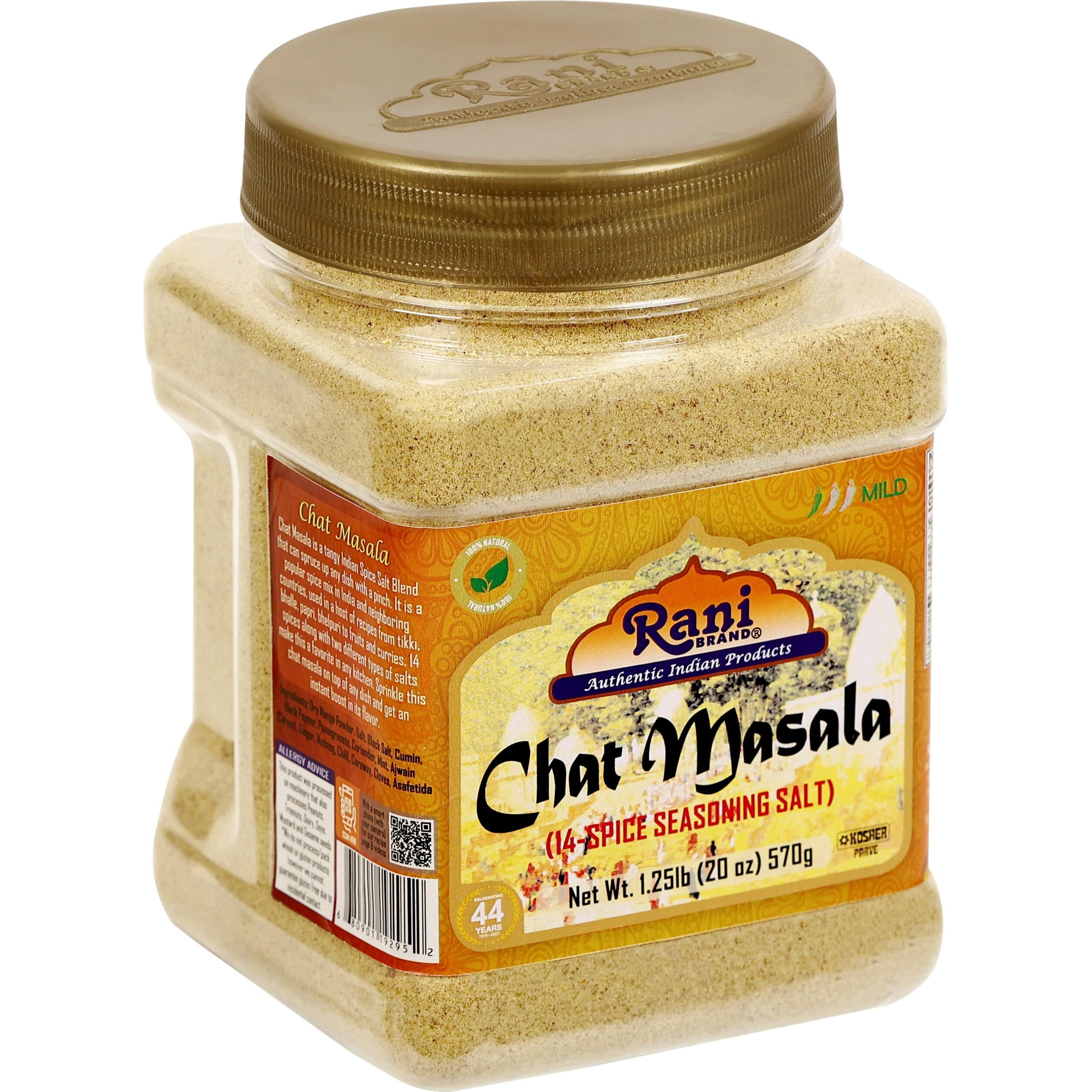 Rani Chat Masala (14 Spice Seasoning Salt) Tangy Indian Seasoning 20oz (1.25lb) 570g PET Jar ~ All Natural, No MSG, Vegan, No Colors, Gluten Friendly, NON-GMO, Kosher, Indian Origin