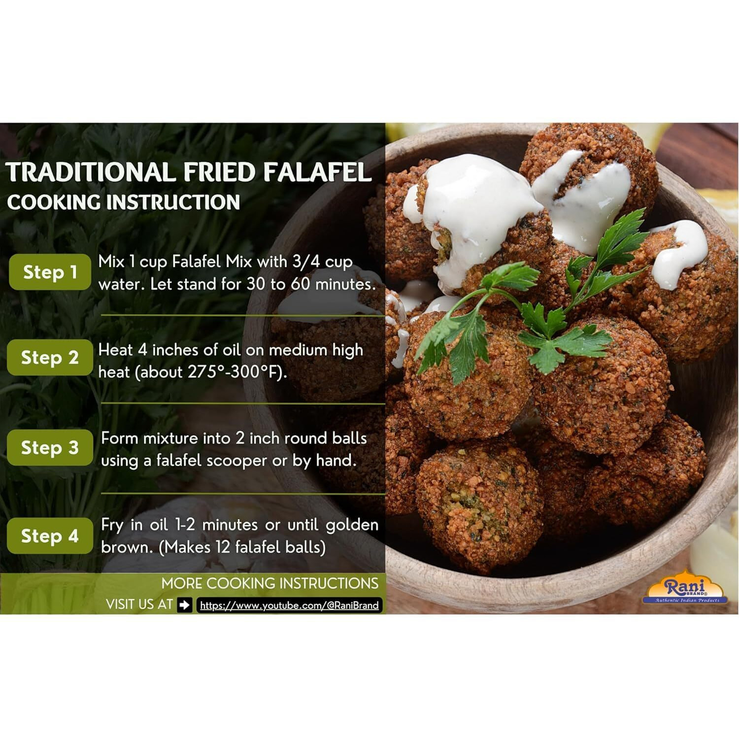 Rani Falafel Mix (Chickpeas & Spices Blend for Falafel) 48oz (3lbs) 1.36kg PET Jar ~ Gluten Friendly, NON-GMO, Kosher, Product of USA