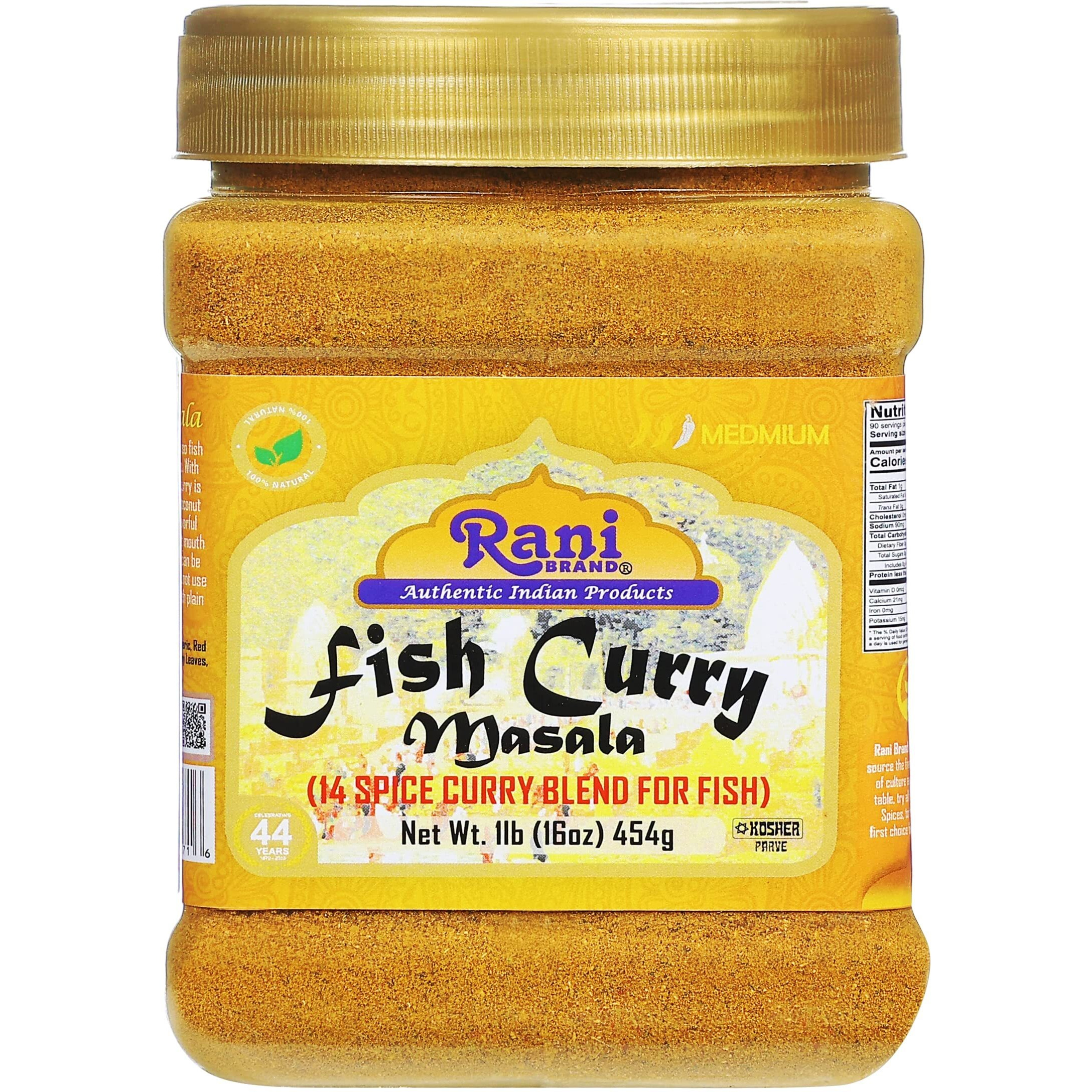 Rani Fish Curry Masala (14-Spice Curry Blend for Fish) 16oz (1lb) 454g PET Jar ~ All Natural, Vegan, Gluten Friendly, NON-GMO, Kosher, Indian Origin
