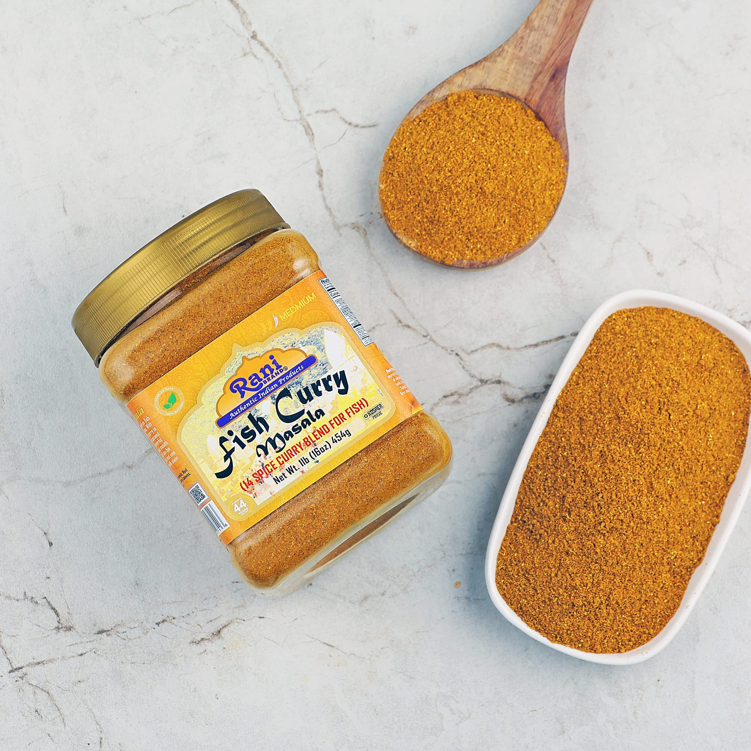 Rani Fish Curry Masala (14-Spice Curry Blend for Fish) 16oz (1lb) 454g PET Jar ~ All Natural, Vegan, Gluten Friendly, NON-GMO, Kosher, Indian Origin