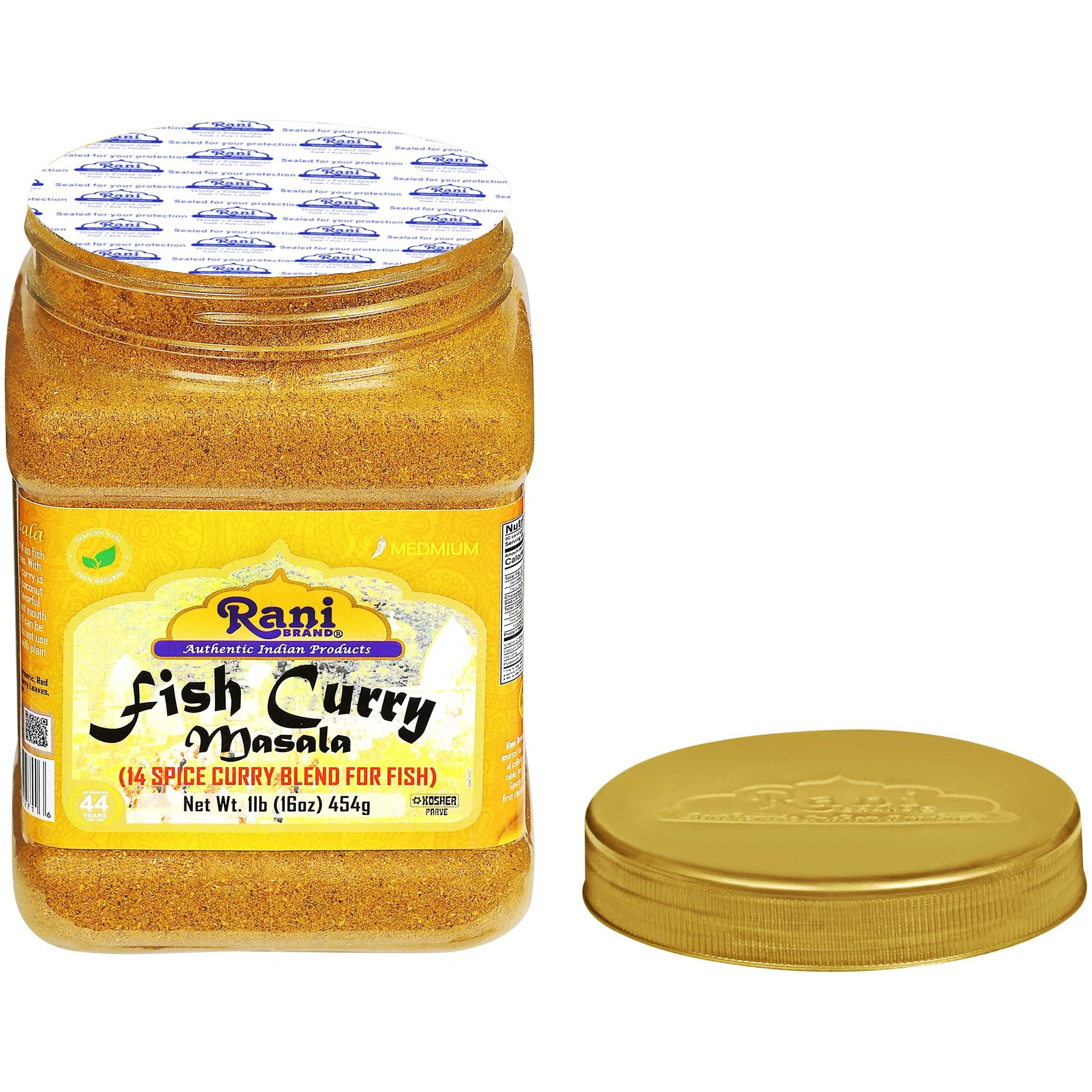 Rani Fish Curry Masala (14-Spice Curry Blend for Fish) 16oz (1lb) 454g PET Jar ~ All Natural, Vegan, Gluten Friendly, NON-GMO, Kosher, Indian Origin