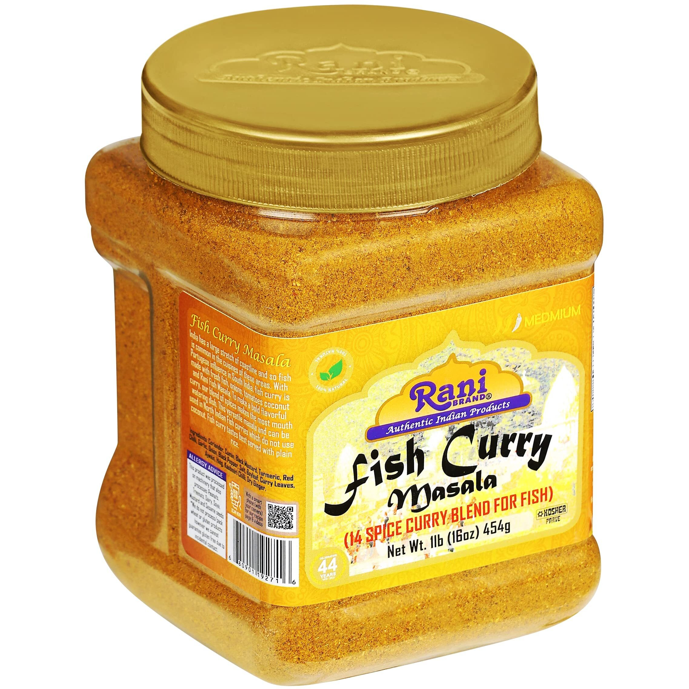 Rani Fish Curry Masala (14-Spice Curry Blend for Fish) 16oz (1lb) 454g PET Jar ~ All Natural, Vegan, Gluten Friendly, NON-GMO, Kosher, Indian Origin