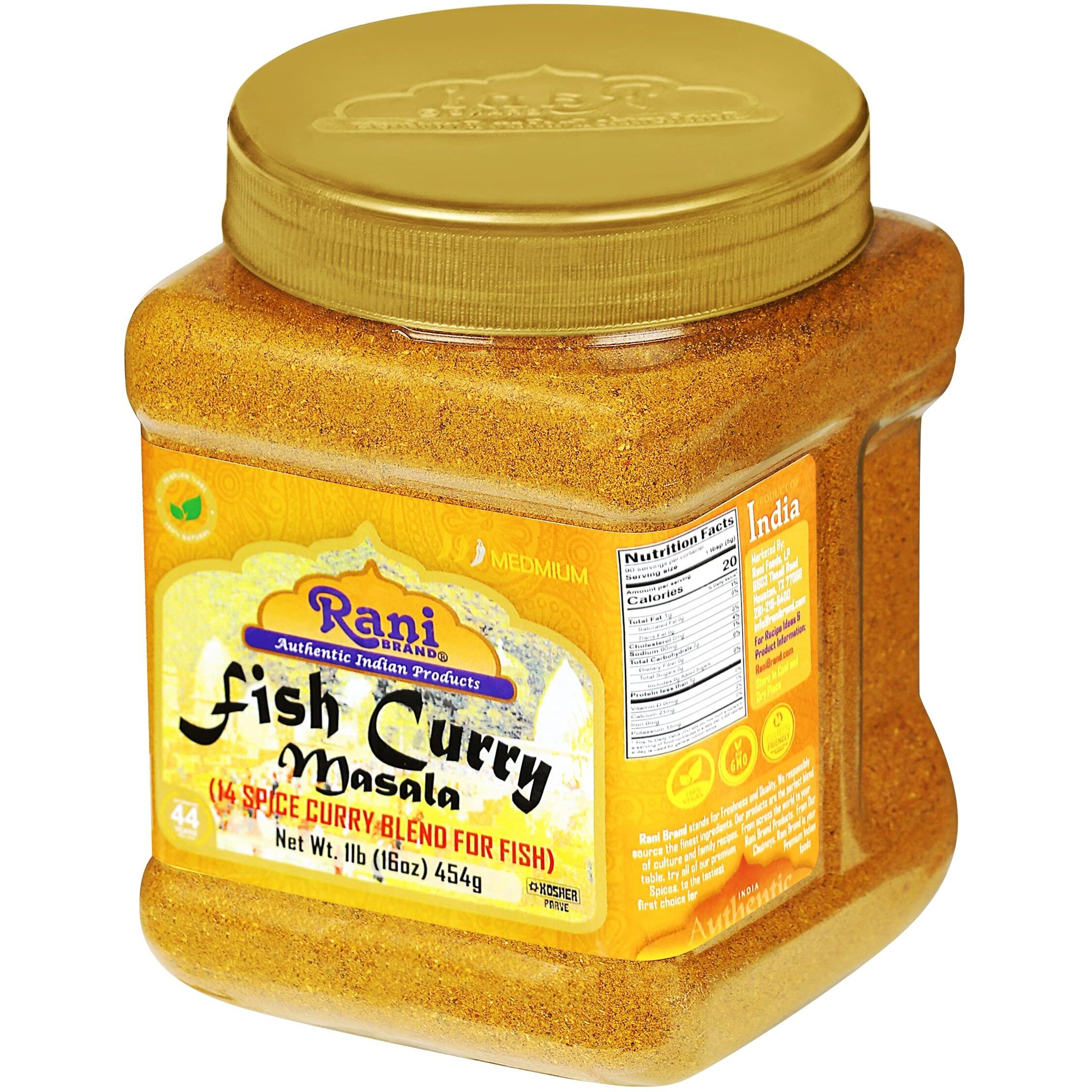 Rani Fish Curry Masala (14-Spice Curry Blend for Fish) 16oz (1lb) 454g PET Jar ~ All Natural, Vegan, Gluten Friendly, NON-GMO, Kosher, Indian Origin