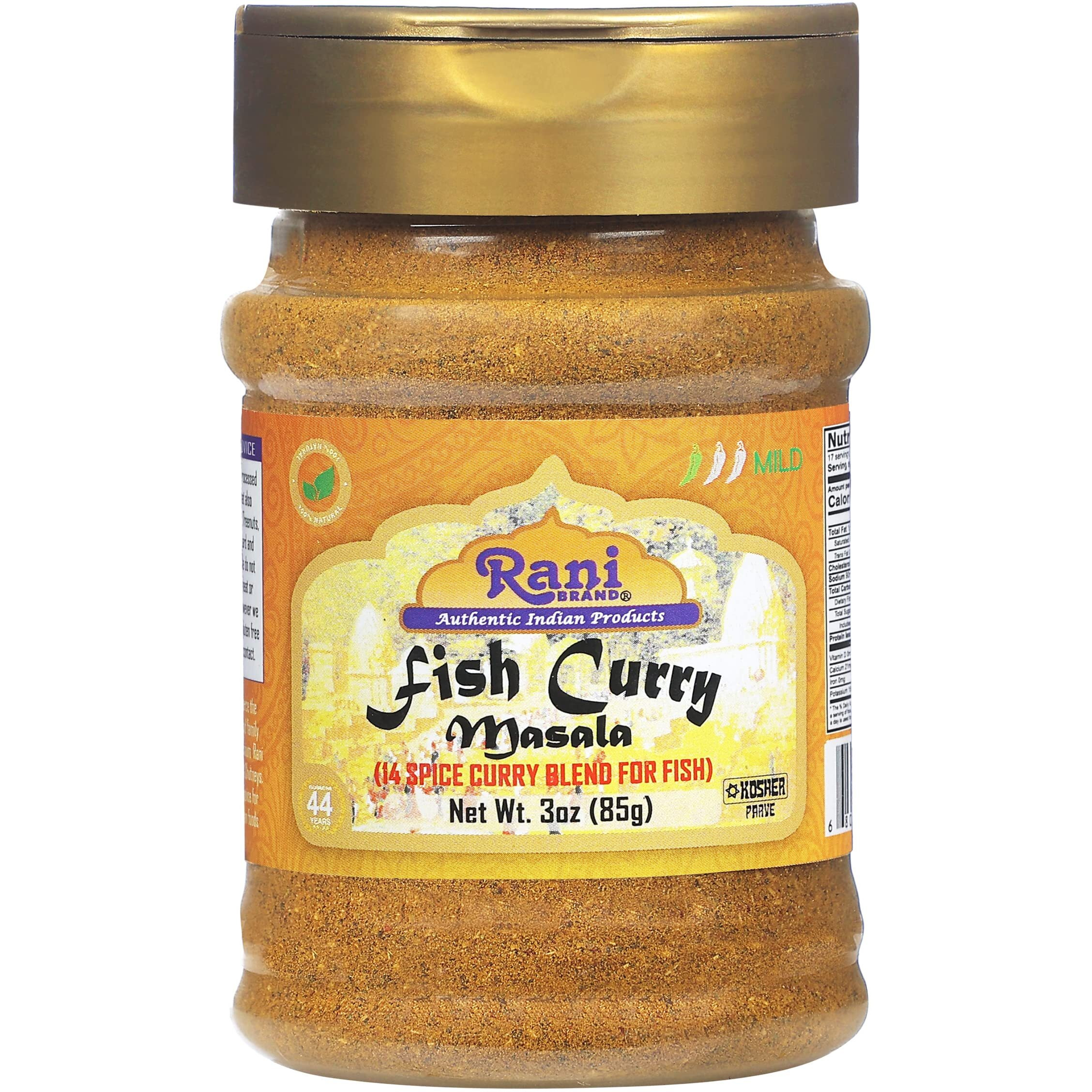 Rani Fish Curry Masala (14-Spice Curry Blend for Fish) 3oz (85g) PET Jar, Shaker Top ~ All Natural, Vegan, Gluten Friendly, NON-GMO, Indian Origin