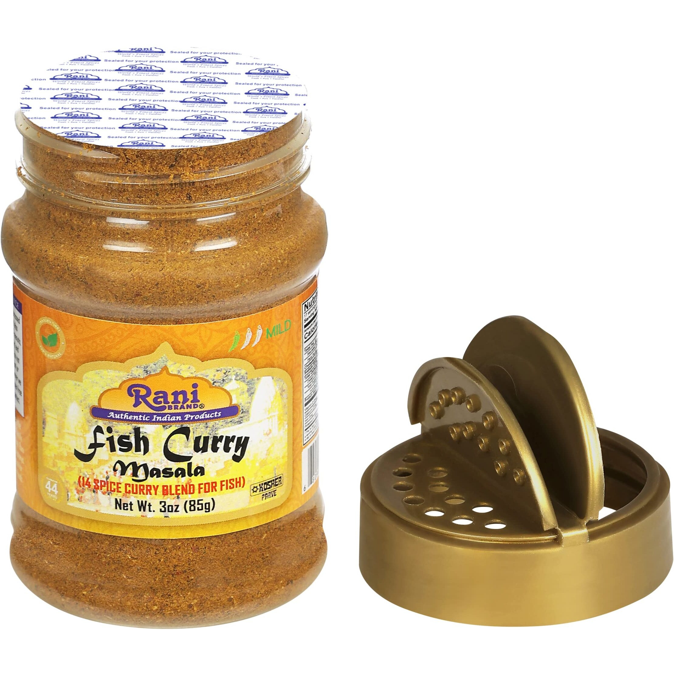 Rani Fish Curry Masala (14-Spice Curry Blend for Fish) 3oz (85g) PET Jar, Shaker Top ~ All Natural, Vegan, Gluten Friendly, NON-GMO, Indian Origin