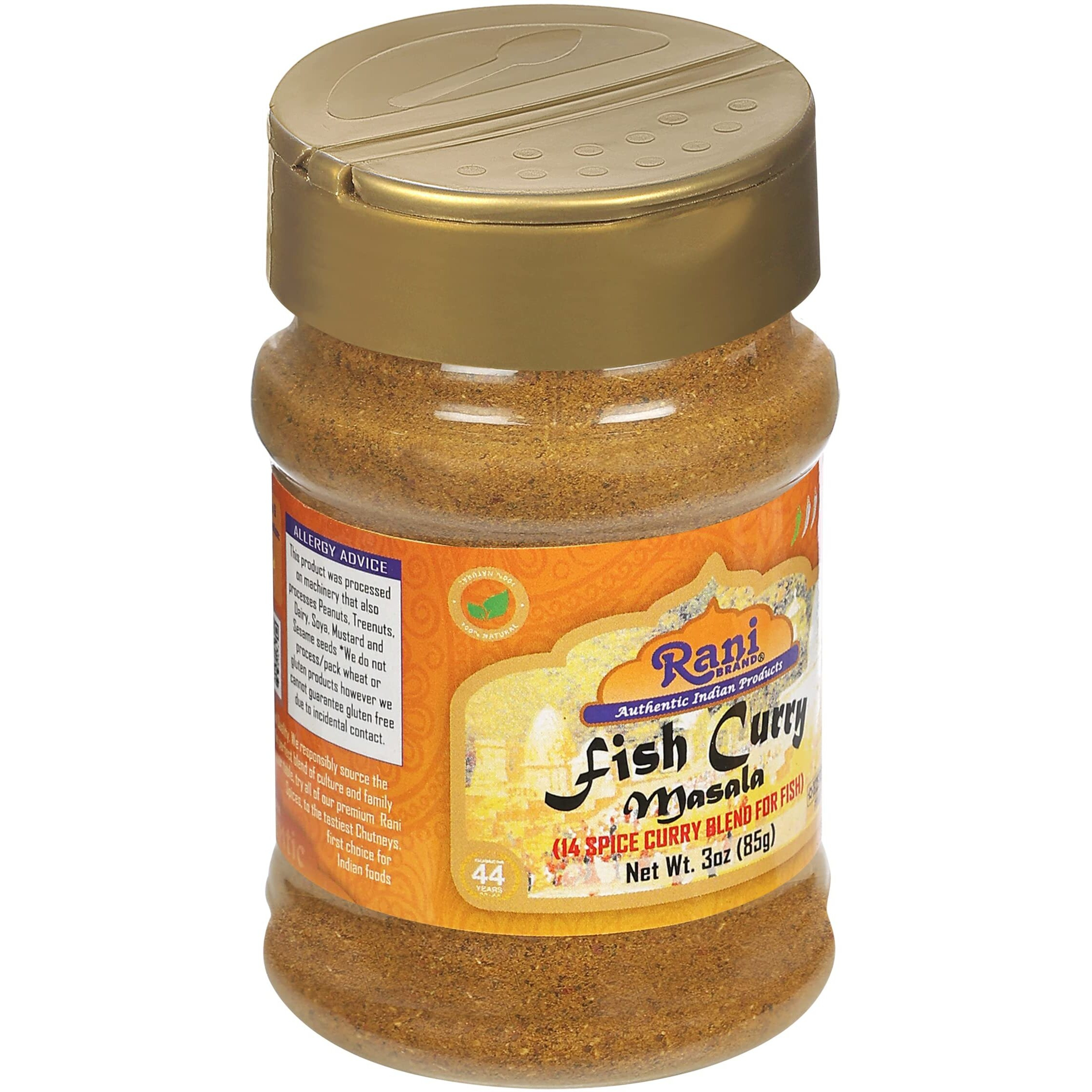 Rani Fish Curry Masala (14-Spice Curry Blend for Fish) 3oz (85g) PET Jar, Shaker Top ~ All Natural, Vegan, Gluten Friendly, NON-GMO, Indian Origin