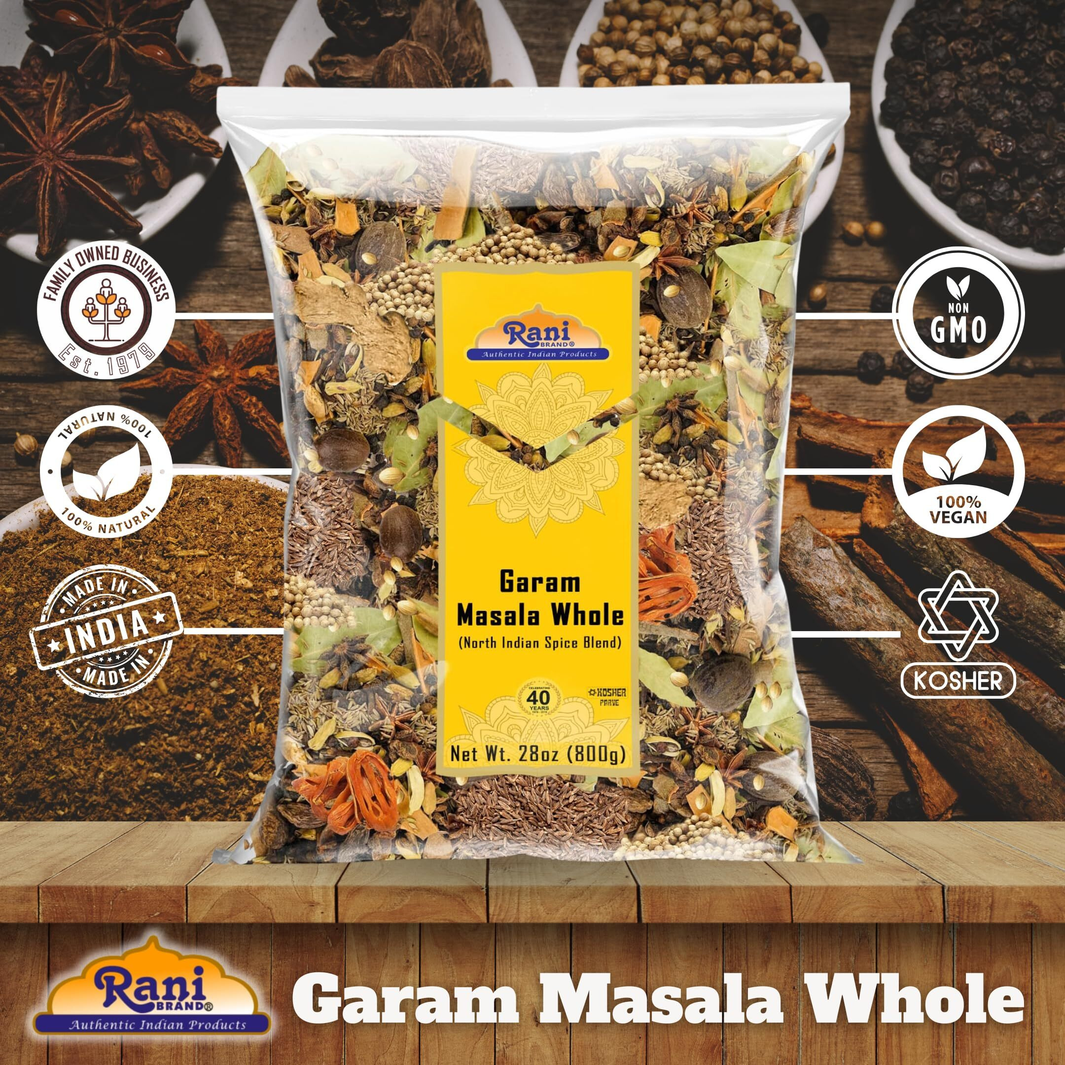 Rani Garam Masala Indian 11 Whole Spices Blend 28oz (800g) ~ All Natural, Salt-Free, Vegan, No Colors, Gluten Friendly, NON-GMO, Kosher, Indian Origin