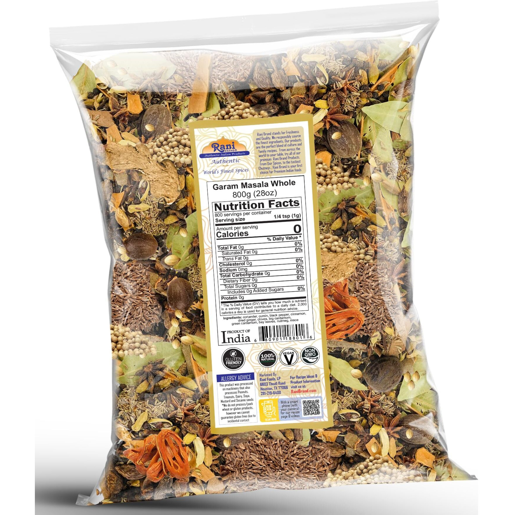Rani Garam Masala Indian 11 Whole Spices Blend 28oz (800g) ~ All Natural, Salt-Free, Vegan, No Colors, Gluten Friendly, NON-GMO, Kosher, Indian Origin