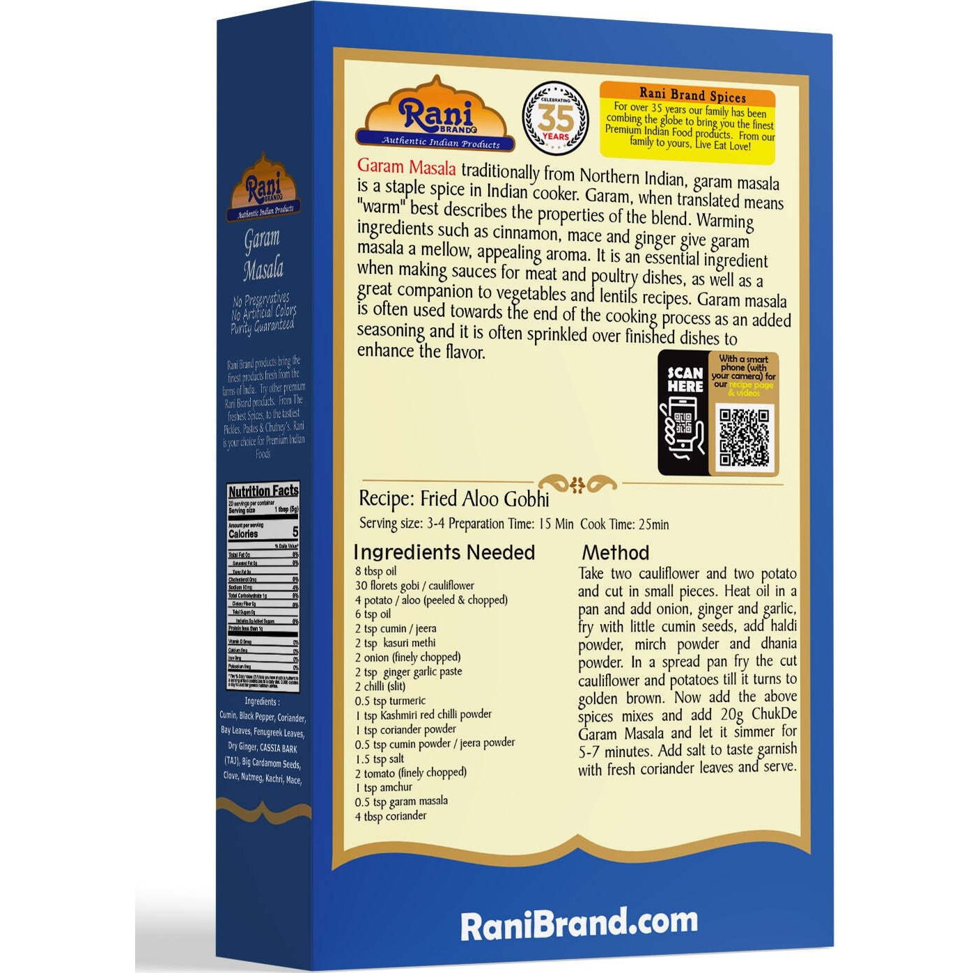 Rani Garam Masala Indian 11-Spice Blend 3.5oz (100g) Box Spice ~ All Natural, Salt-Free, Vegan, No Colors, Gluten Friendly, NON-GMO, Indian Origin