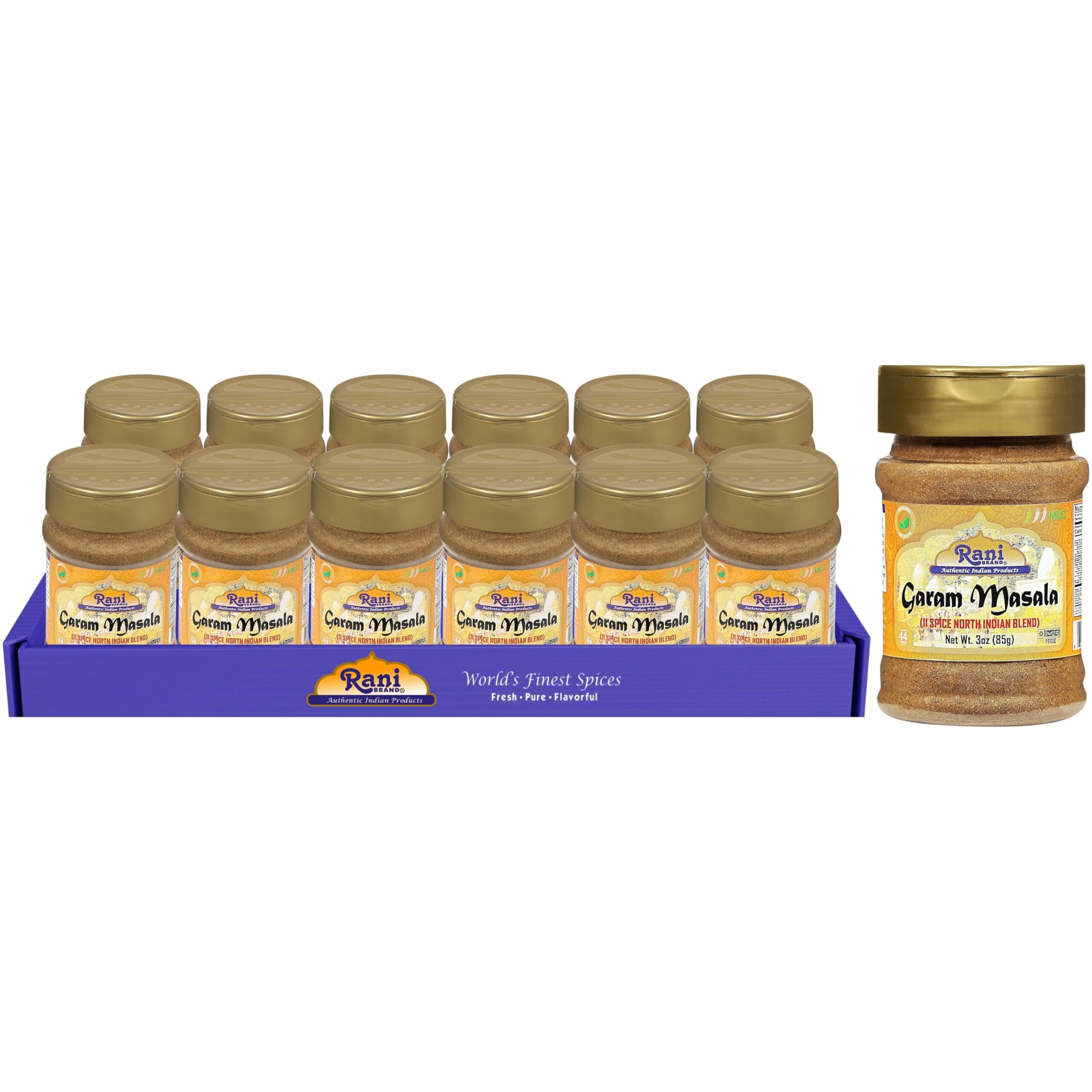 Rani Garam Masala Indian 11-Spice Blend 3oz (85g) PET Jar, Pack of 12 ~ All Natural, Salt-Free, Vegan, No Colors, Gluten Friendly, NON-GMO, Kosher, Indian Origin