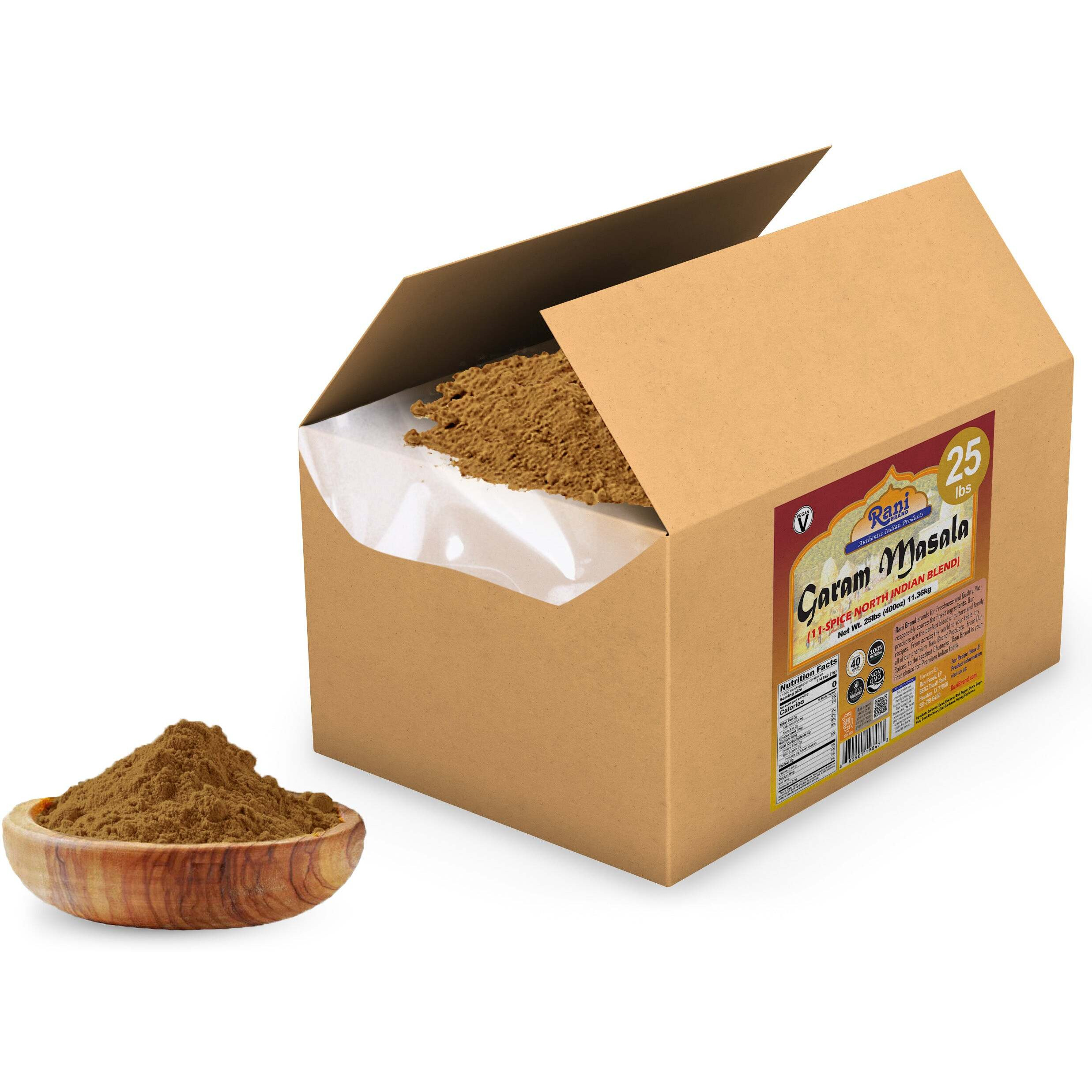 Rani Garam Masala Indian 11-Spice Blend 400oz (25lbs) 11.36kg Bulk Box ~ All Natural, Salt-Free, Vegan, No Colors, Gluten Friendly, NON-GMO, Indian Origin