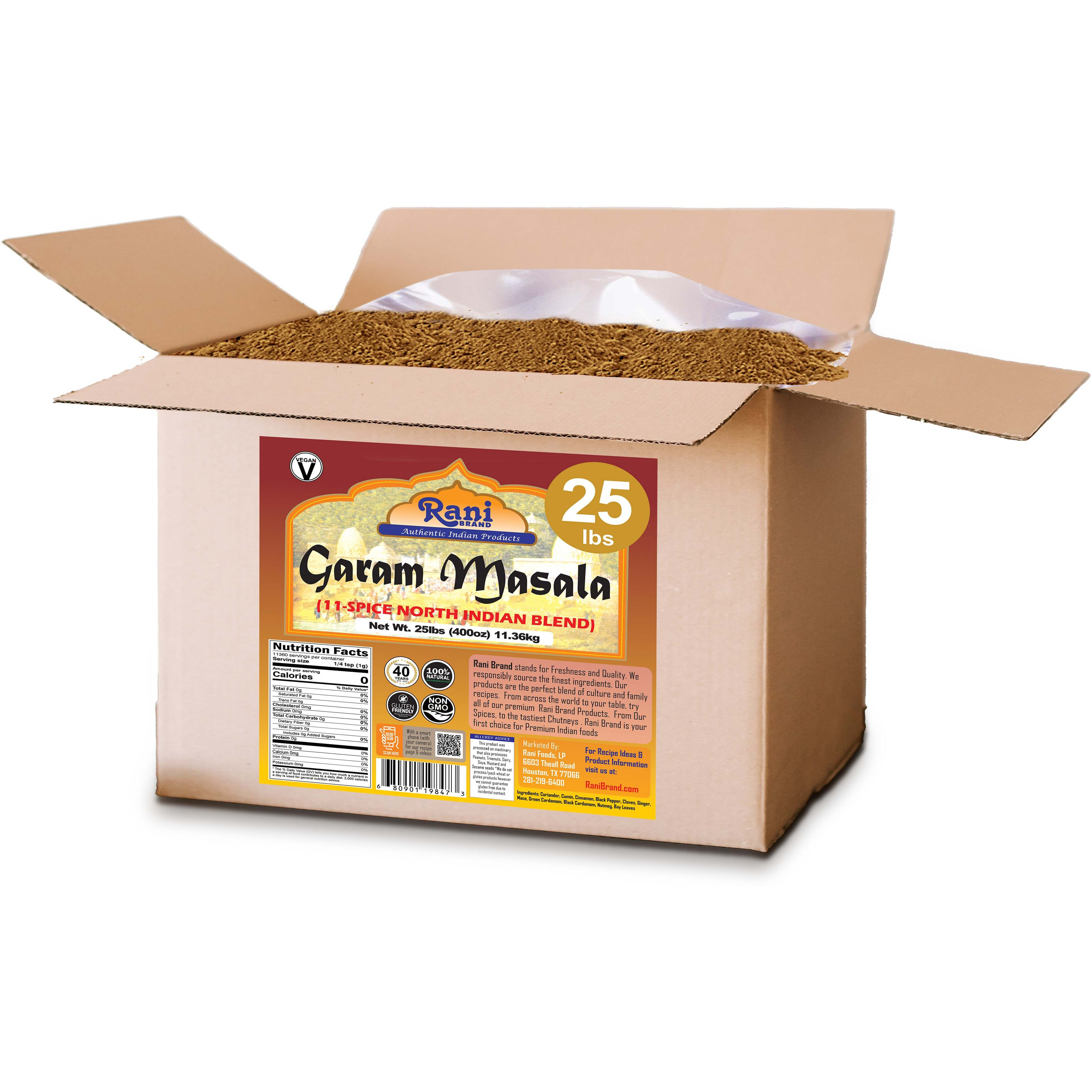 Rani Garam Masala Indian 11-Spice Blend 400oz (25lbs) 11.36kg Bulk Box ~ All Natural, Salt-Free, Vegan, No Colors, Gluten Friendly, NON-GMO, Indian Origin
