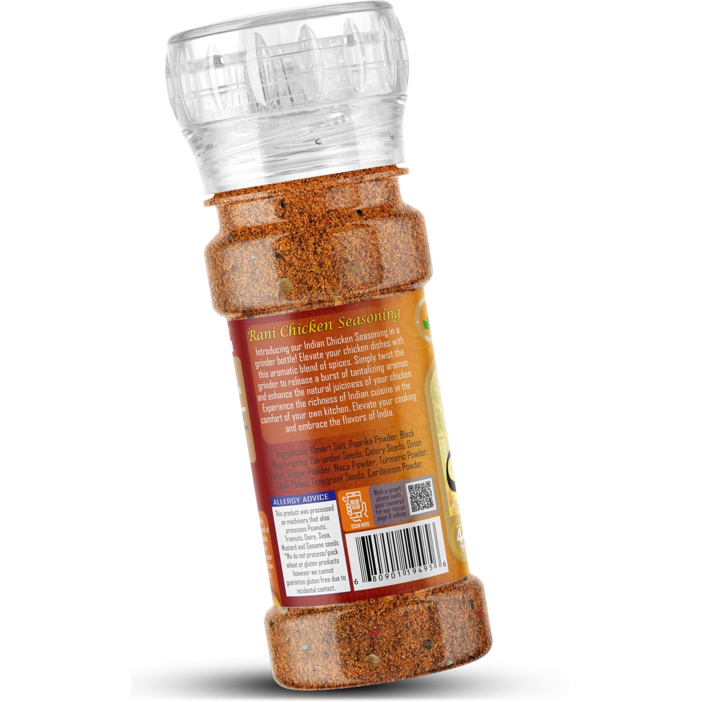 Rani Indian Chicken Seasoning (11-Spice Blend) 2.82oz (80g) Grinder Bottle ~ All Natural, Salt-Free, Vegan, No Colors, Gluten Friendly, NON-GMO, Kohser, Indian Origin