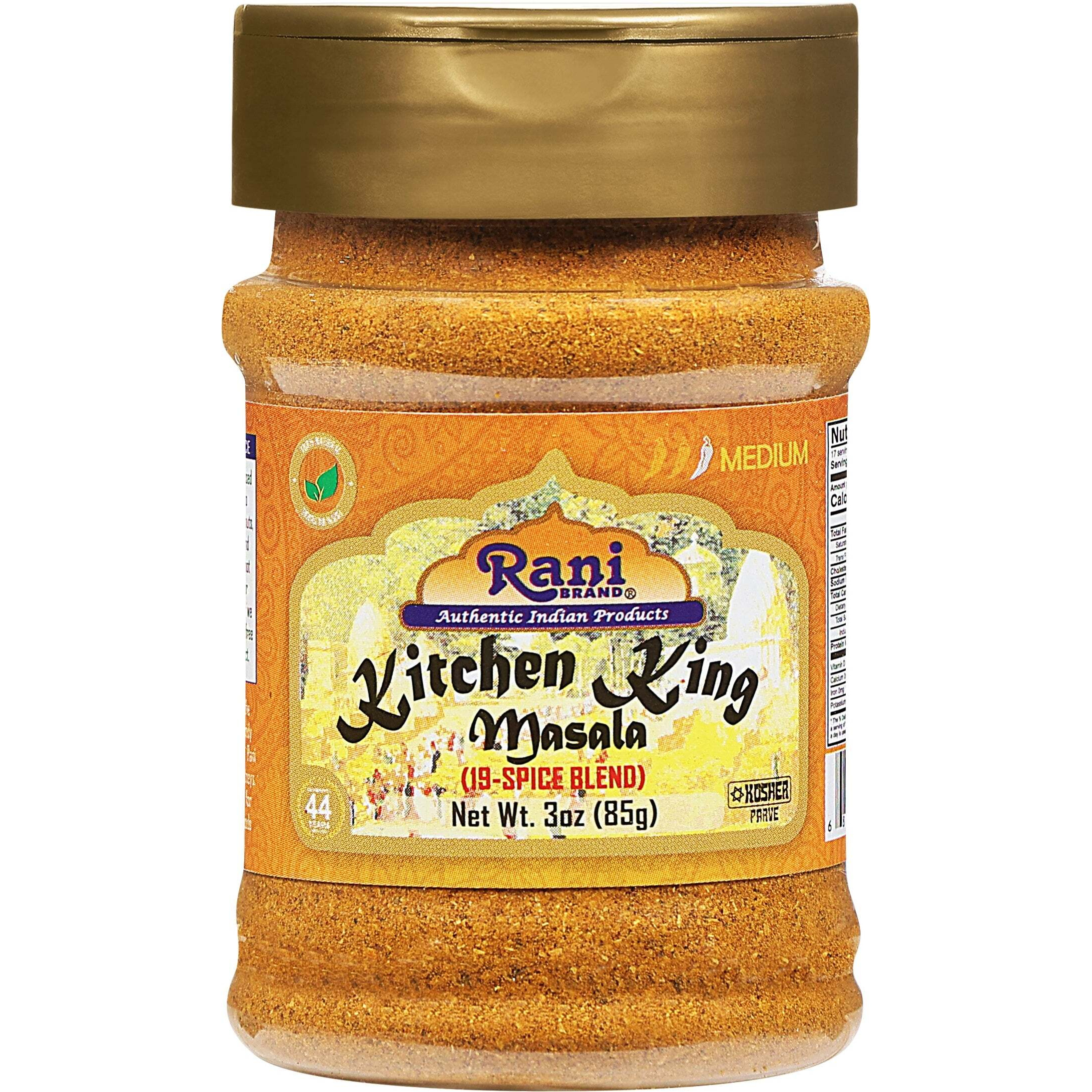 Rani Kitchen King Masala (20-Spice Curry blend) 3oz (85g) PET Jar ~ All Natural, Vegan, No Colors, Gluten Friendly, NON-GMO, Kosher, Indian Origin