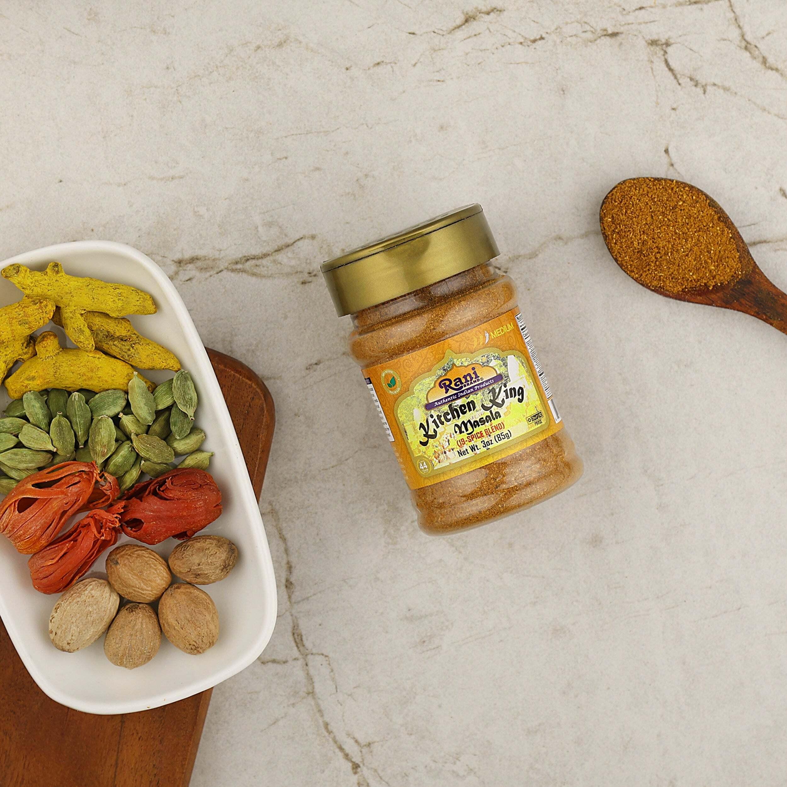 Rani Kitchen King Masala (20-Spice Curry blend) 3oz (85g) PET Jar ~ All Natural, Vegan, No Colors, Gluten Friendly, NON-GMO, Kosher, Indian Origin